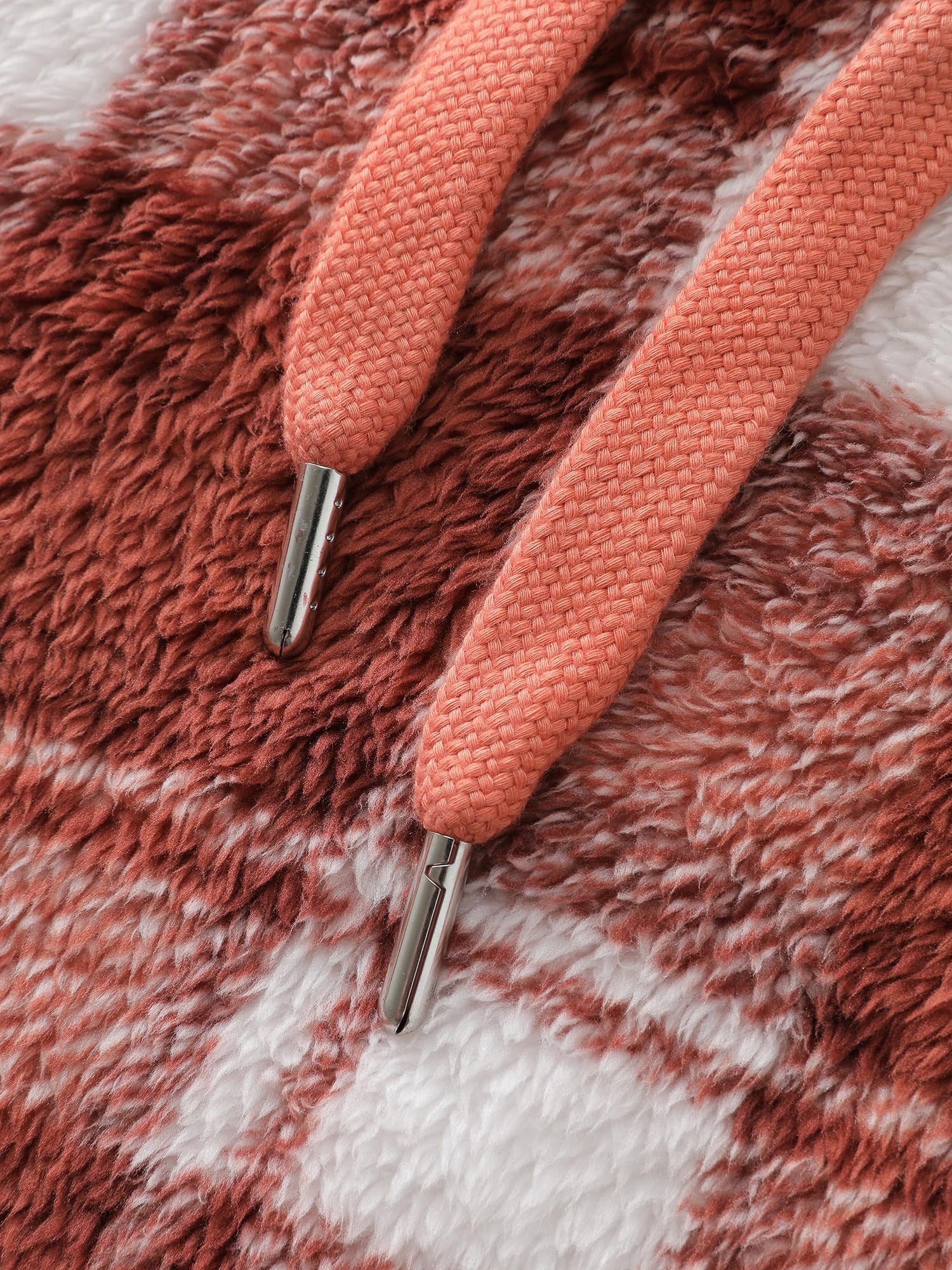 Plaid Plush Slant Pockets Hoodie - Image 7
