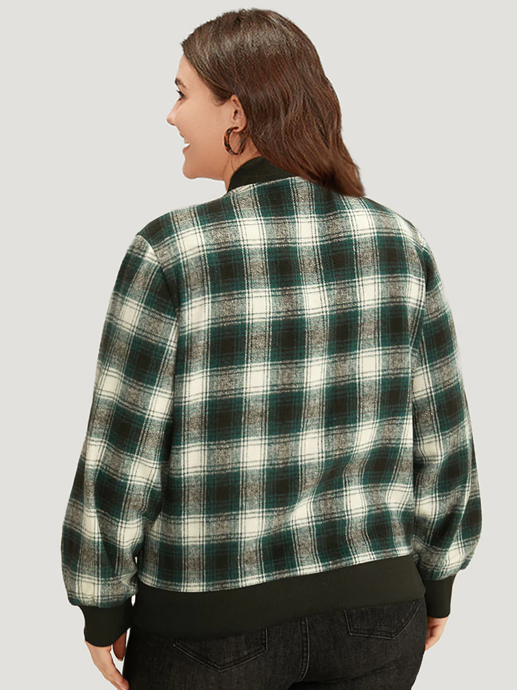 Halloween Plaid Pocket Button Up Contrast Patchwork Jacket - Image 2