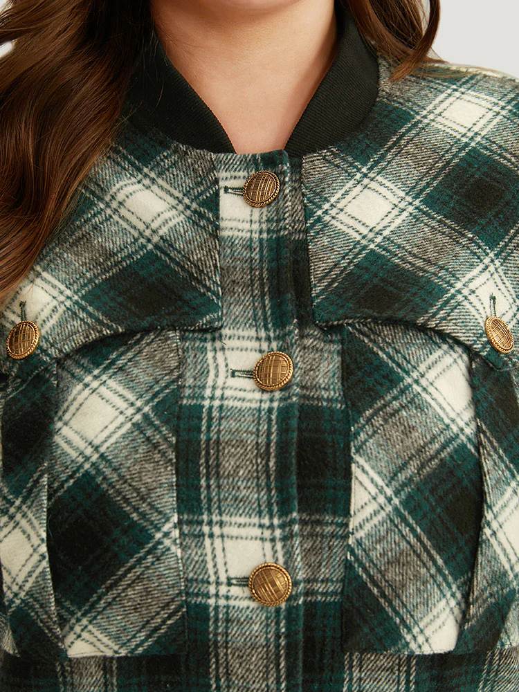 Halloween Plaid Pocket Button Up Contrast Patchwork Jacket - Image 6
