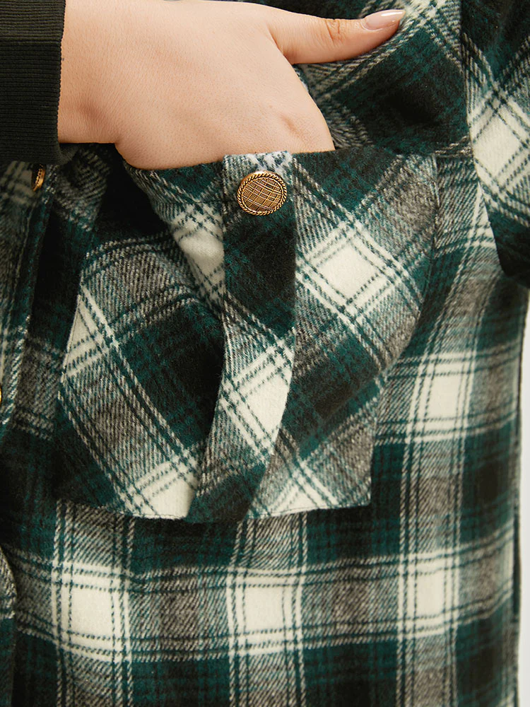 Halloween Plaid Pocket Button Up Contrast Patchwork Jacket - Image 7