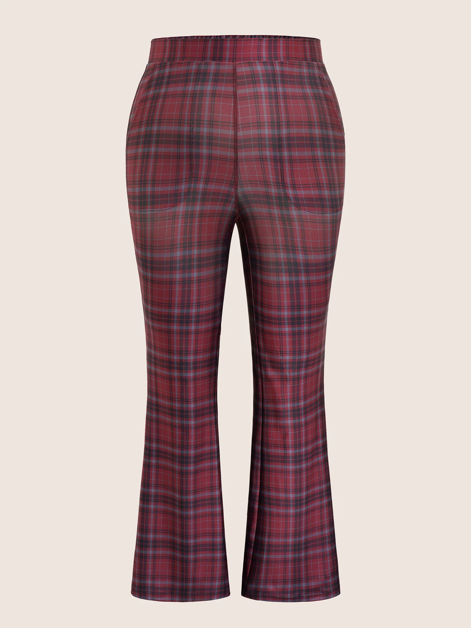 Plaid Pocket Elastic Waist Bootcut Leggings - Image 8