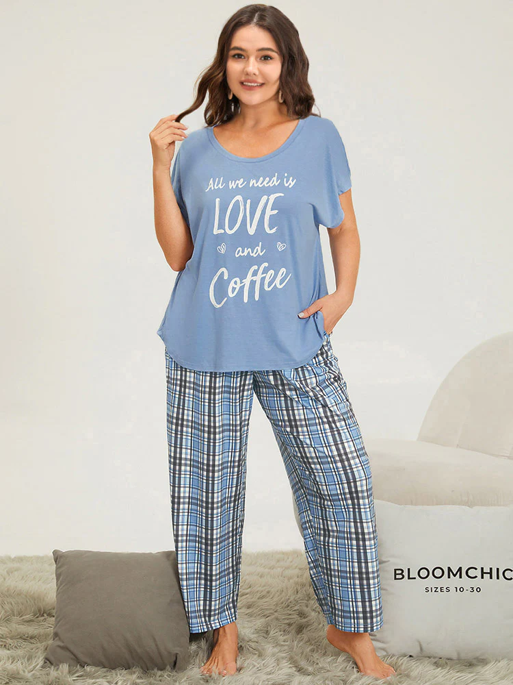 Plaid Print Pocket Elastic Waist Pajama Pants - Image 2