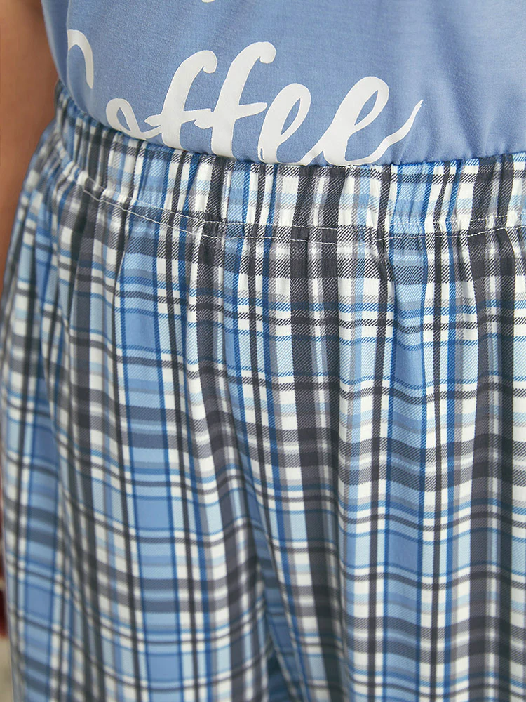 Plaid Print Pocket Elastic Waist Pajama Pants - Image 6