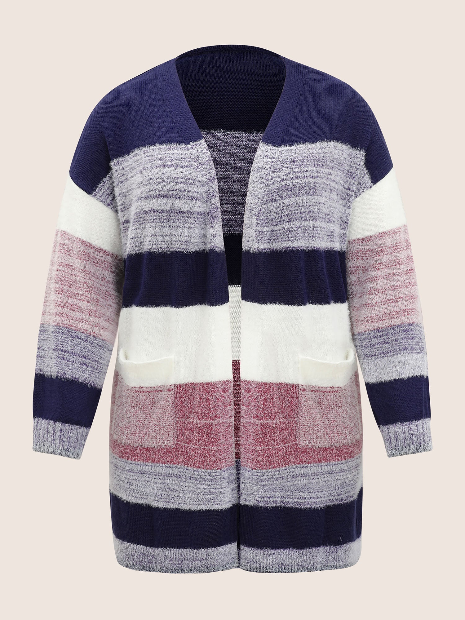 Plaid Pocket Open Front Loose Cardigan - Image 5