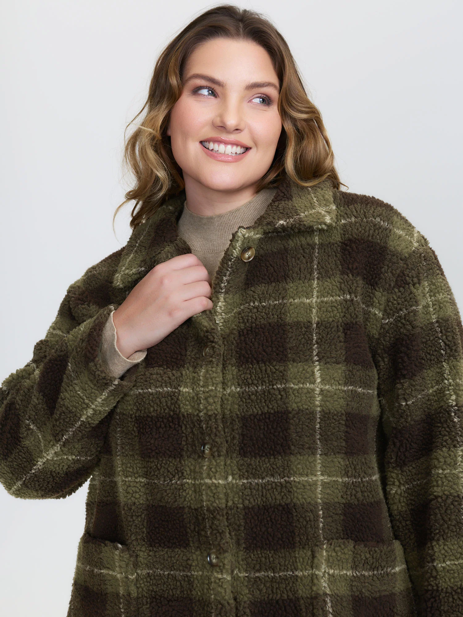 Plaid Pockets Button-Down Coat - Image 3