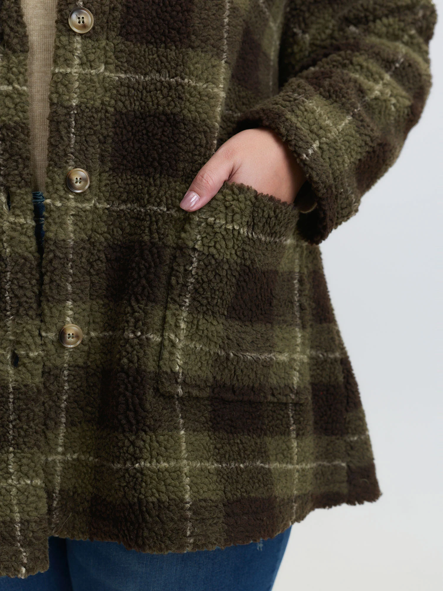 Plaid Pockets Button-Down Coat - Image 5