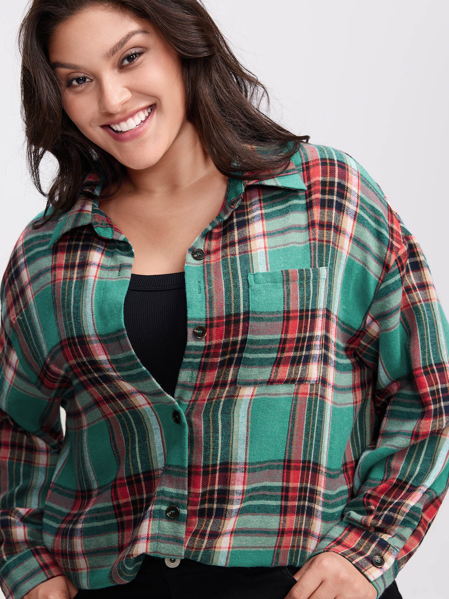 Plaid Pockets Button-Down Shirt - Image 2