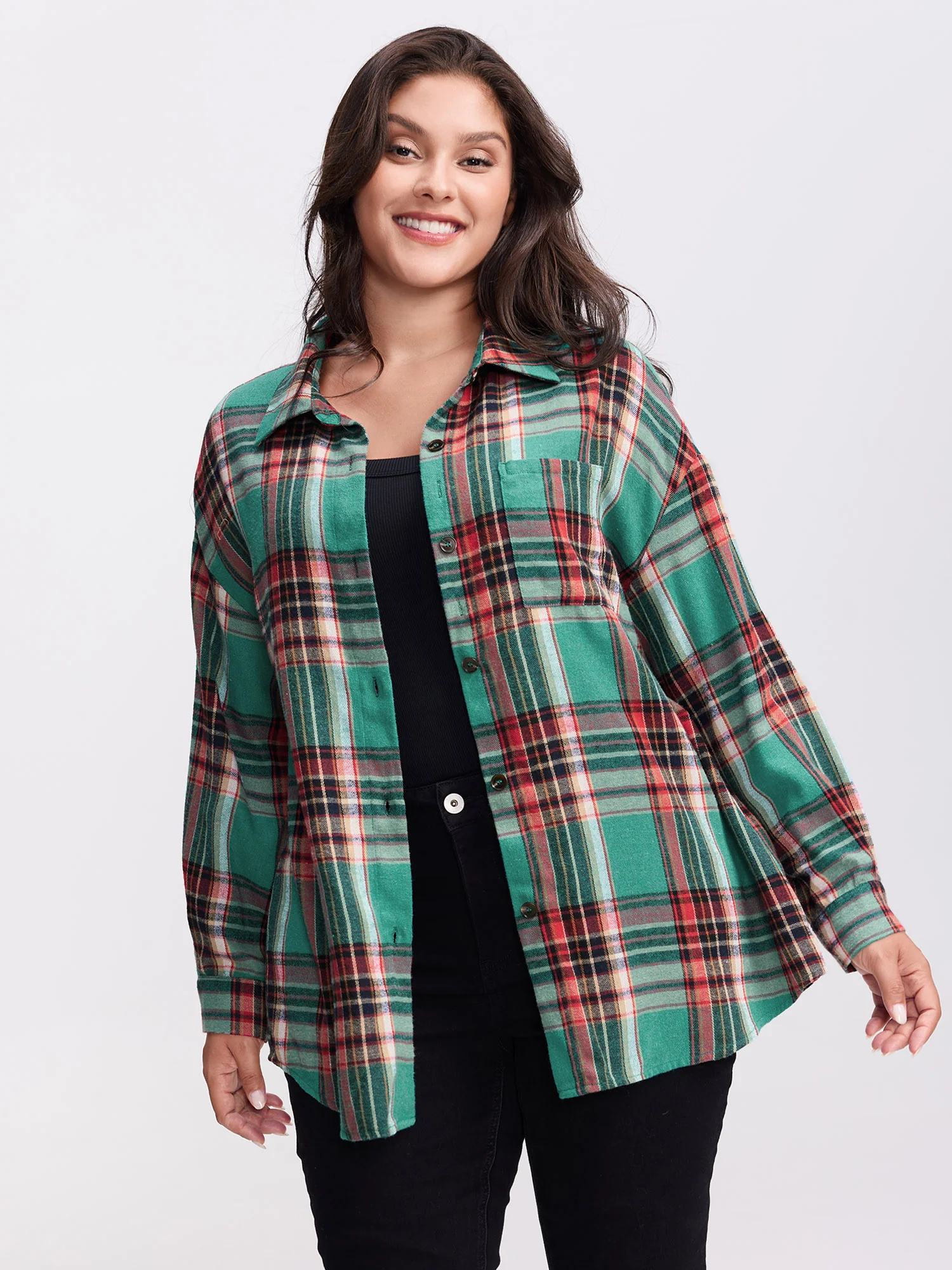 Plaid Pockets Button-Down Shirt - Image 3