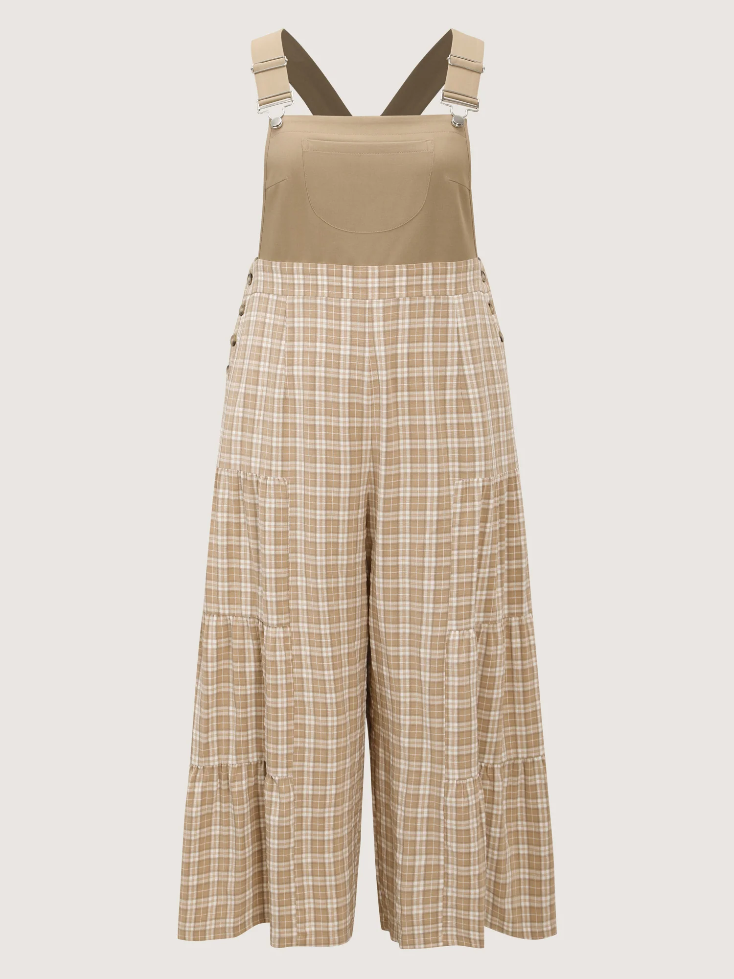 Plaid Print Adjustable Straps Flared Jumpsuit - Image 7