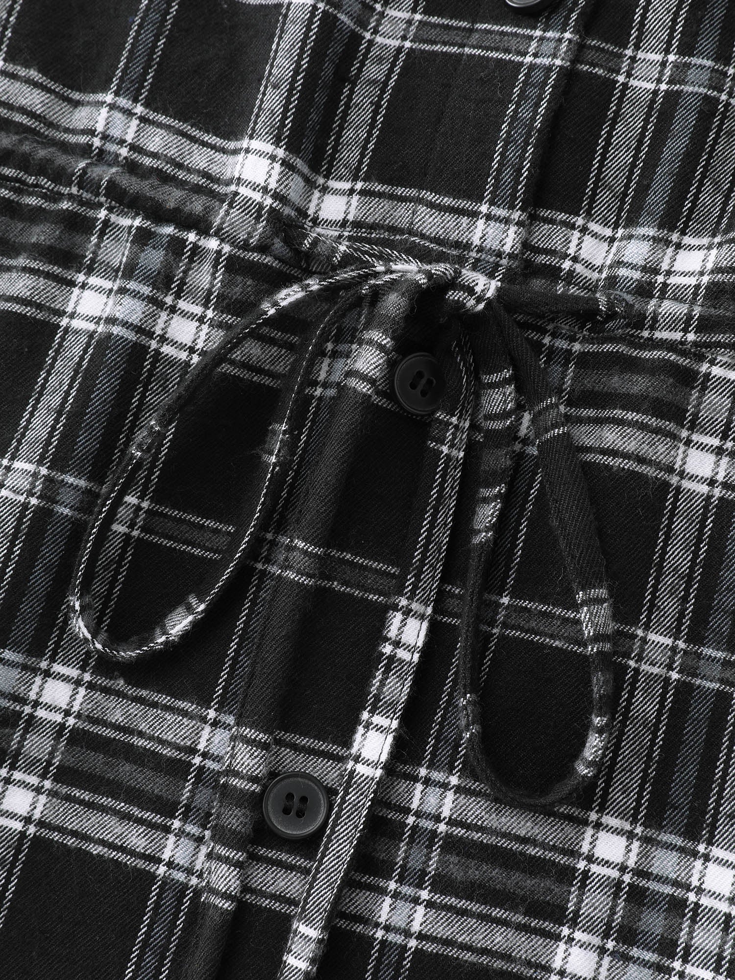 Plaid Print Adjustable Waist Button-Down Shirt - Image 7