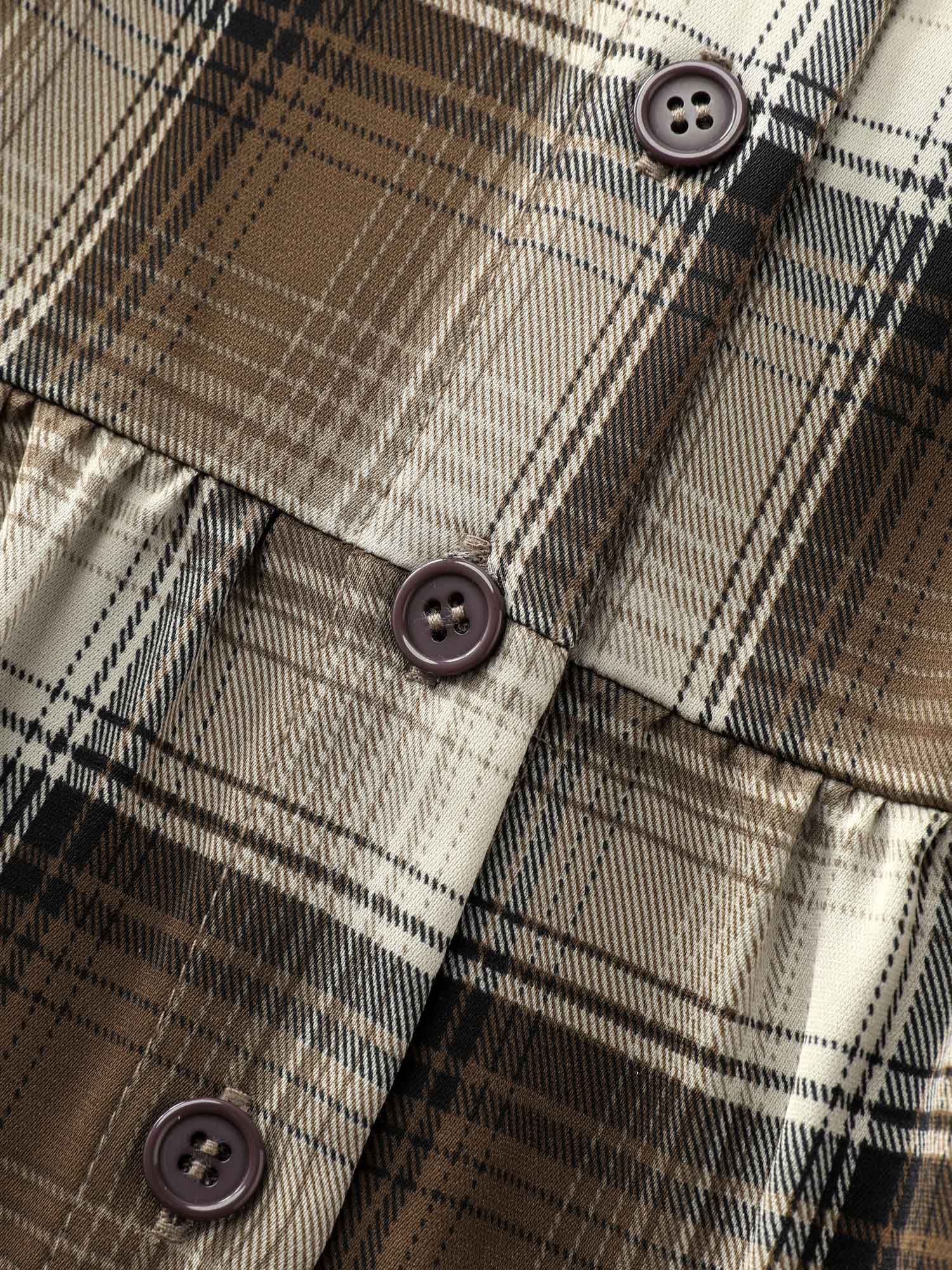 Plaid Print Belted Maxi Shirt Dress - Image 6