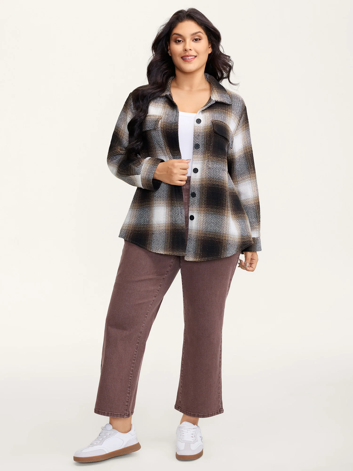 Plaid Print Button-Down Jacket - Image 3