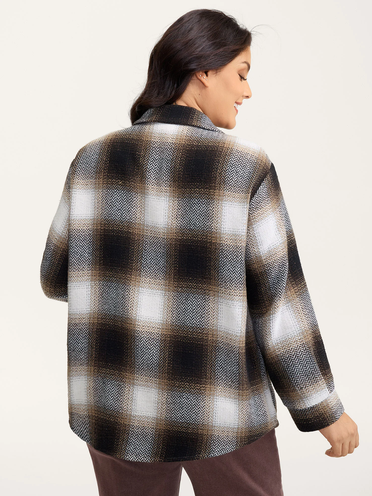 Plaid Print Button-Down Jacket - Image 5