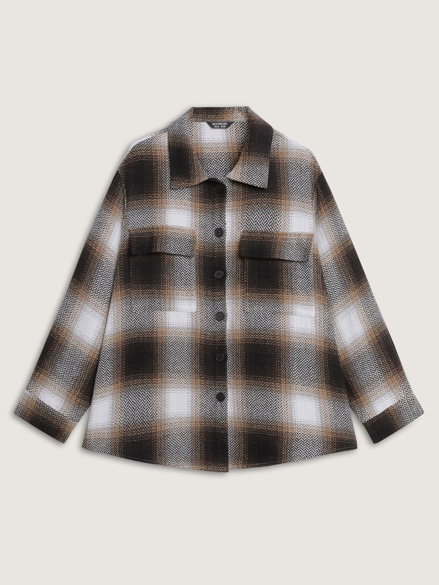 Plaid Print Button-Down Jacket - Image 9