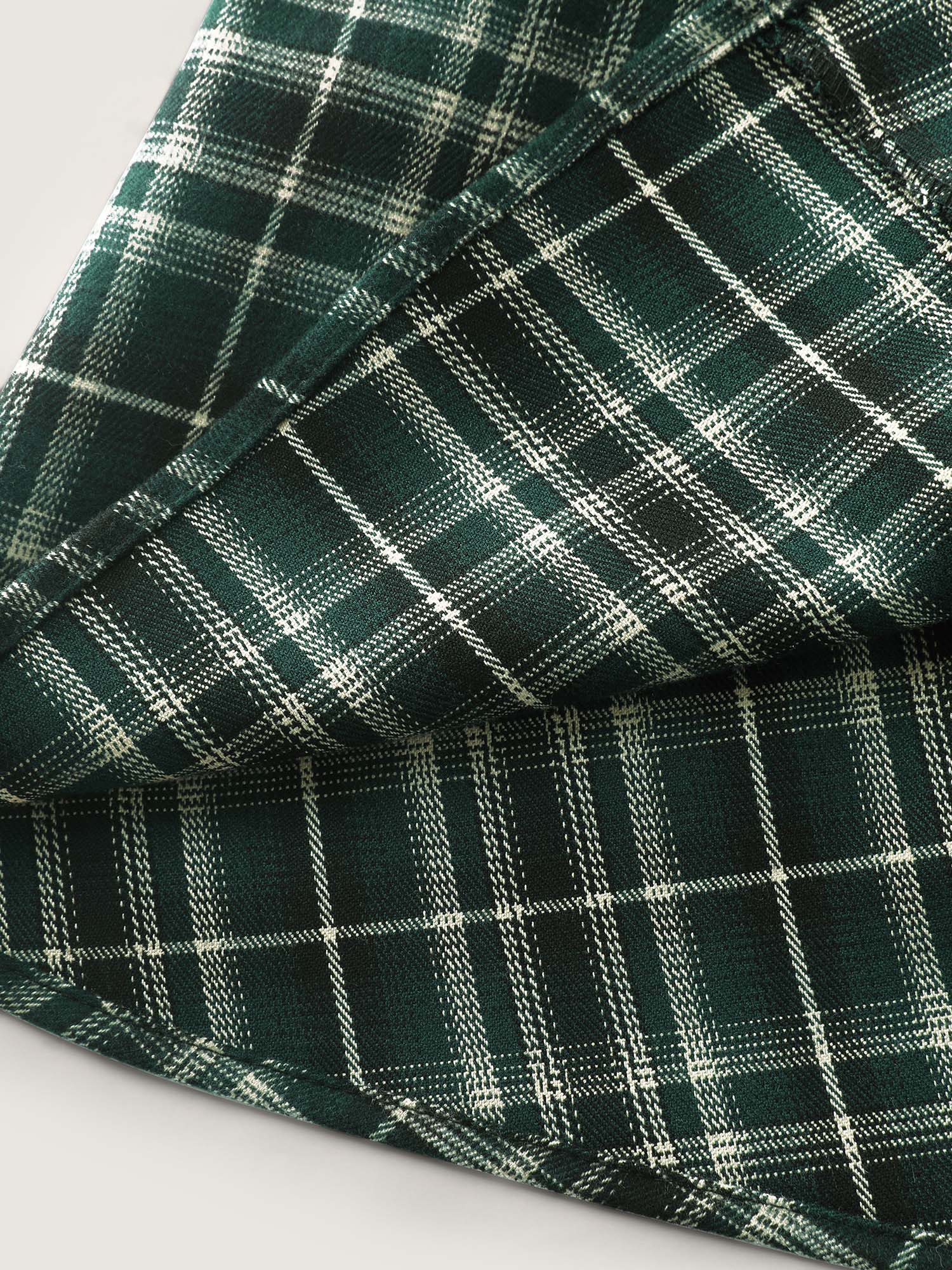 Plaid Print Cinched-Waist V-Neck Blouse - Image 7