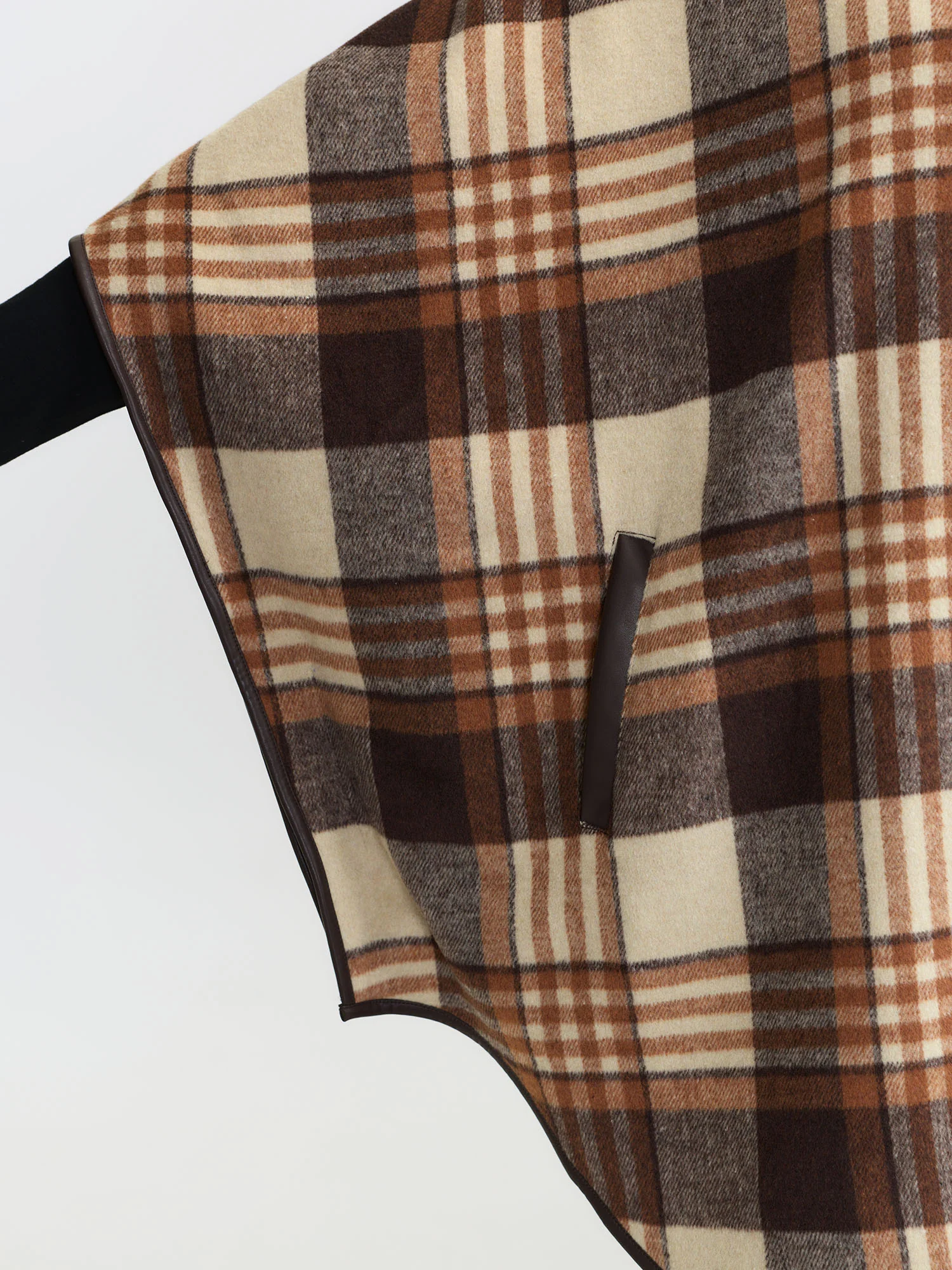 Plaid Print Collar Pockets Coat - Image 4