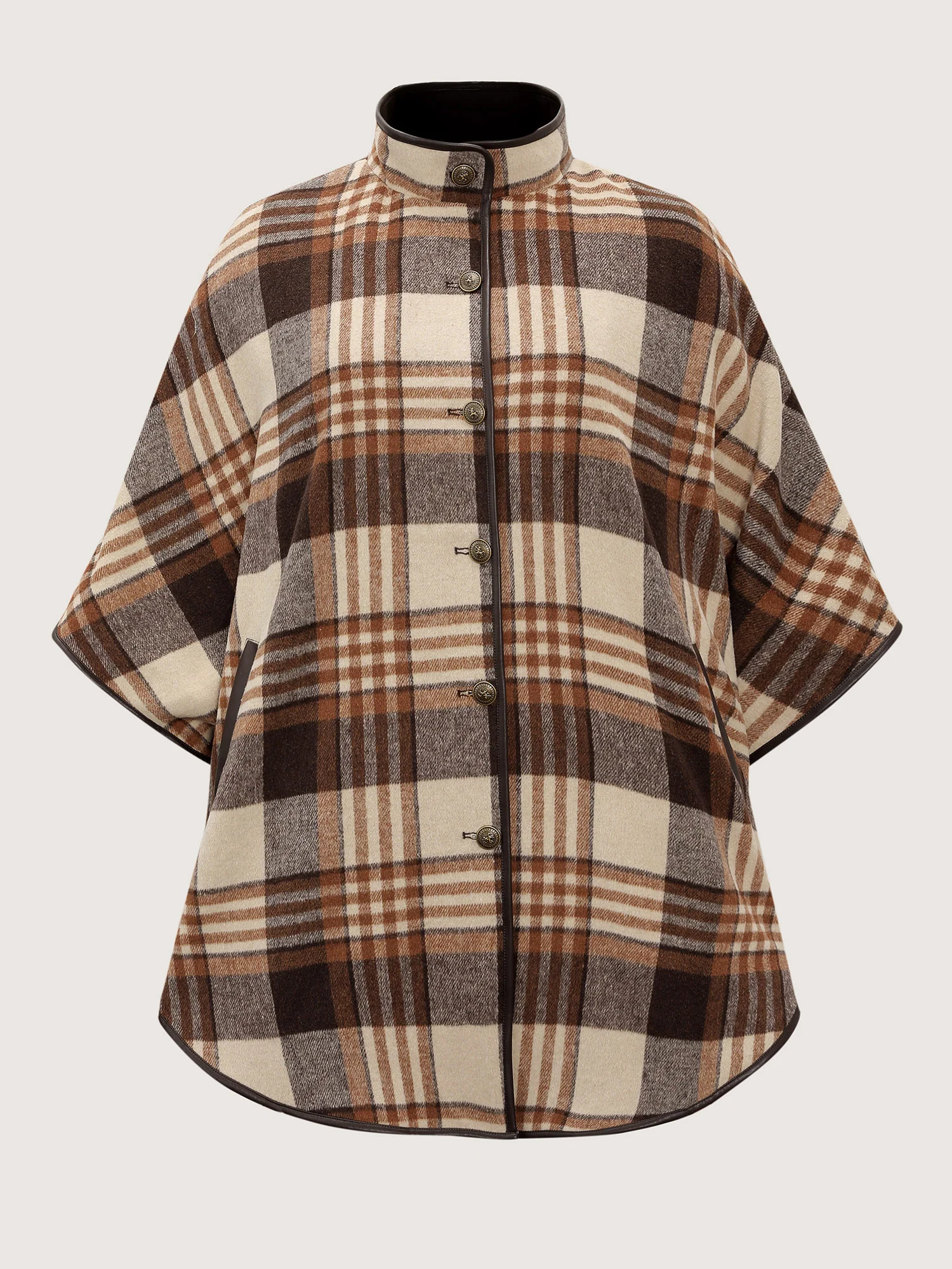 Plaid Print Collar Pockets Coat - Image 9
