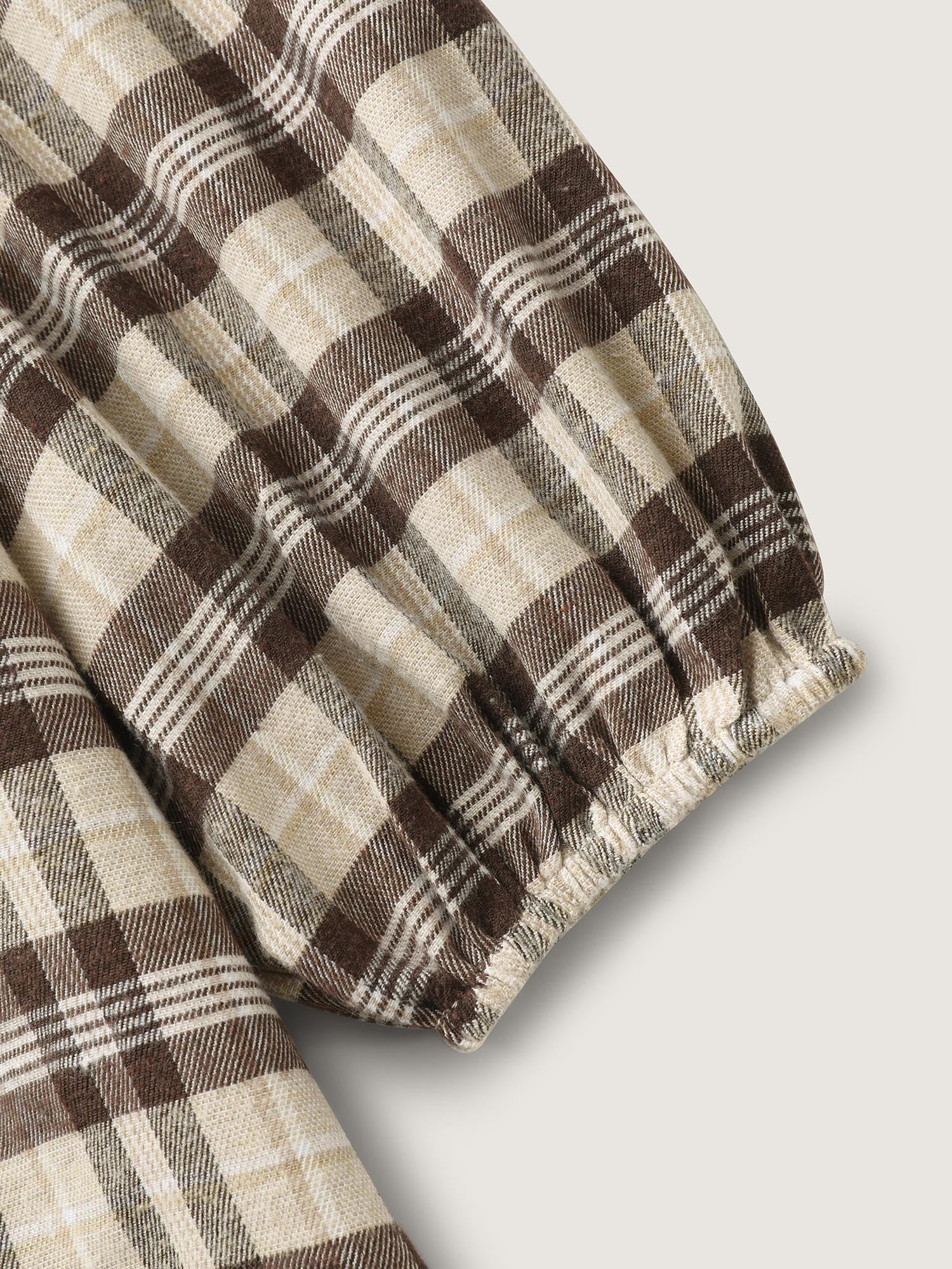 Plaid Print Neck Tie-Up Blouse - Image 5