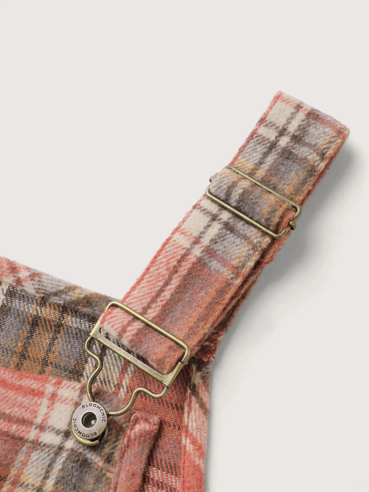 Plaid Flannel Overall Wide-Leg Jumpsuit - Image 5