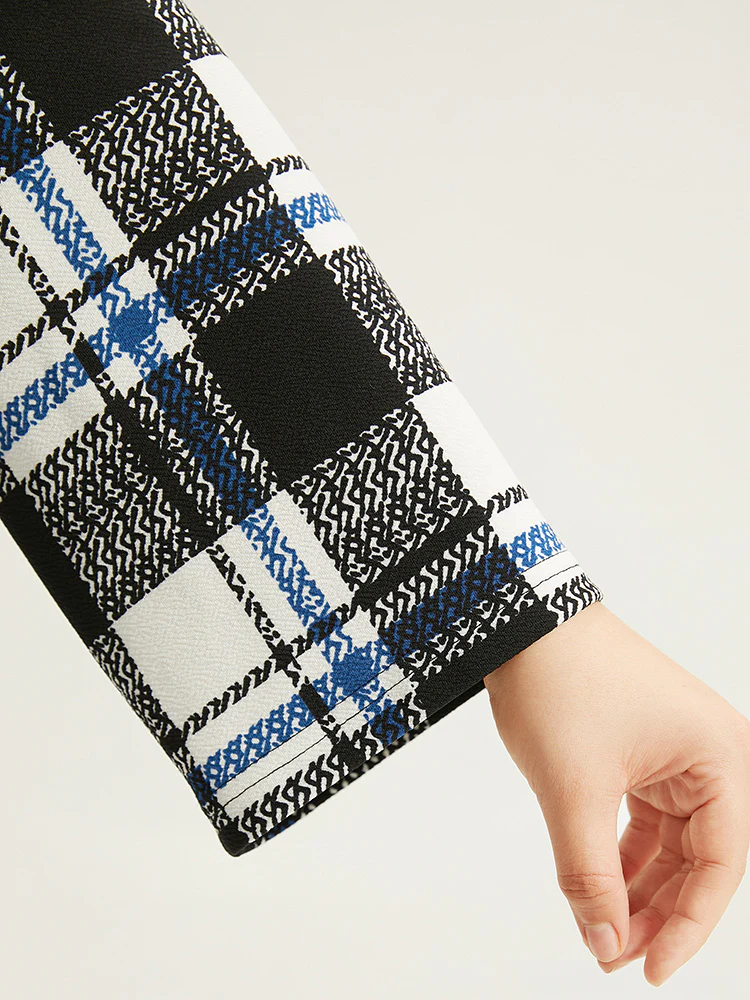 Plaid Print Pocket Open Front Kimono - Image 8