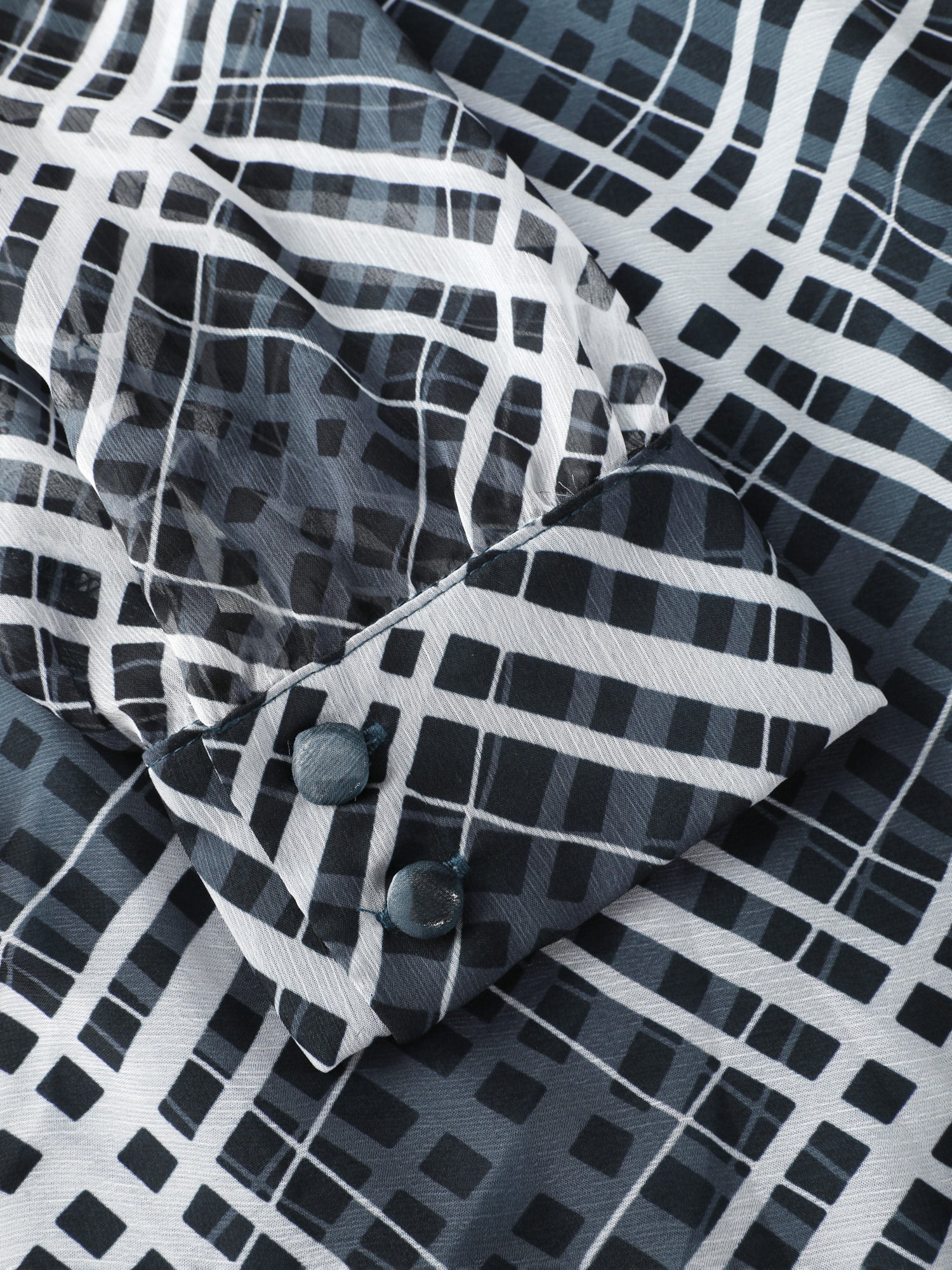 Plaid Print Sheer Mesh Neck Tie Midi Dress - Image 6