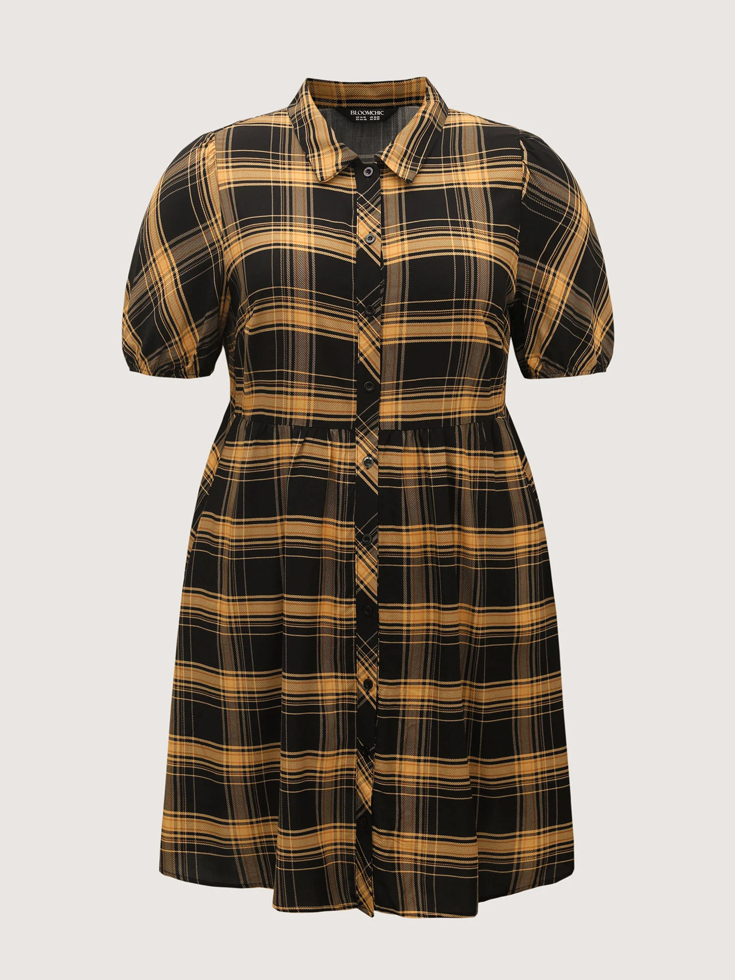 Plaid Print Side Pockets Mini Shirt Dress - Image 7