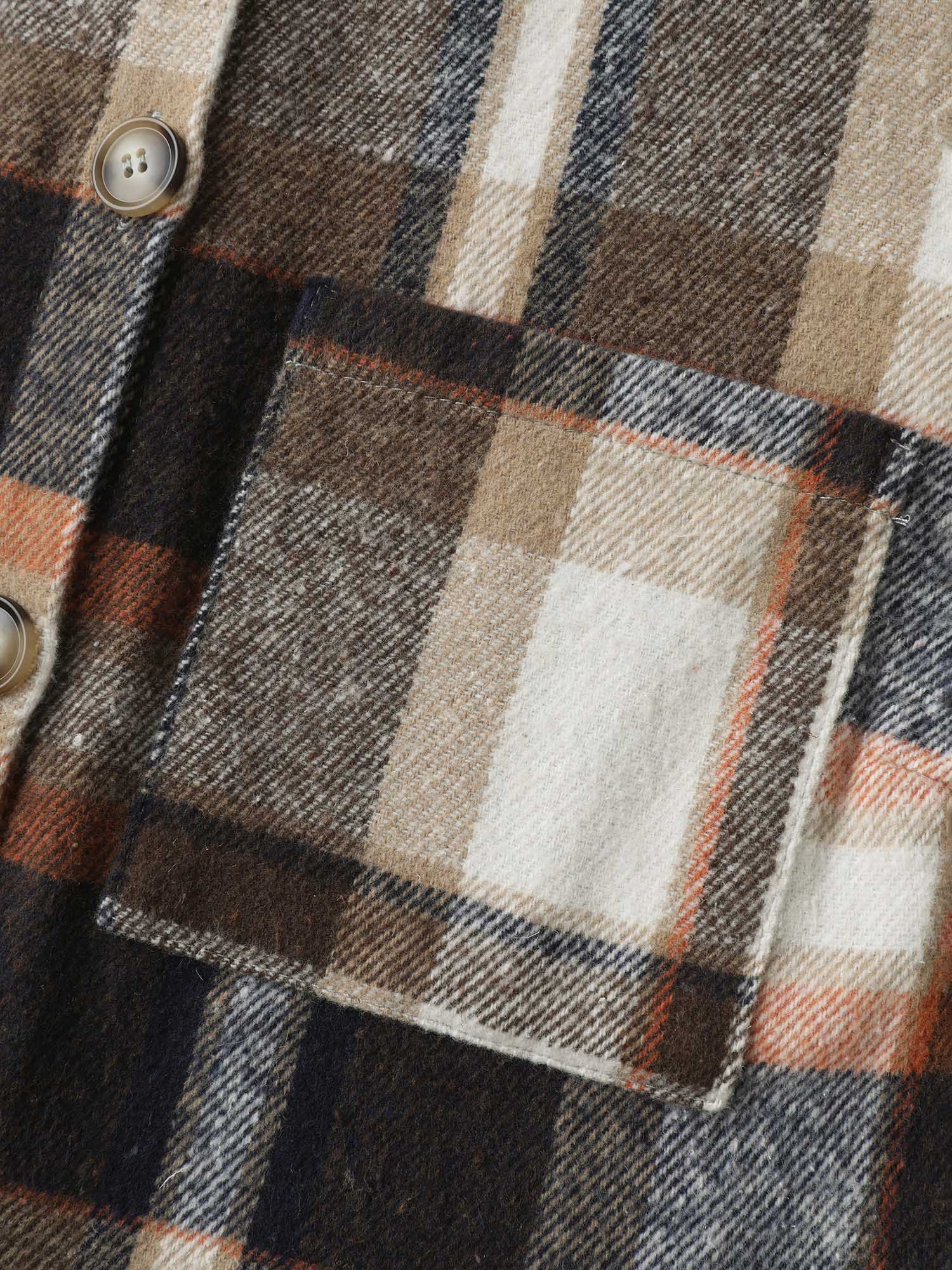 Plaid Print Textured Hooded Jacket - Image 5