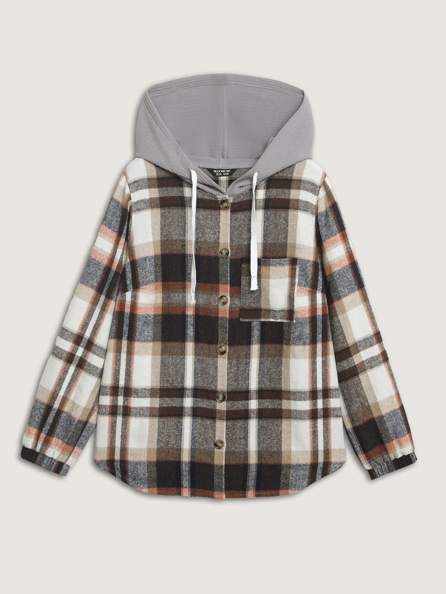 Plaid Print Textured Hooded Jacket - Image 8