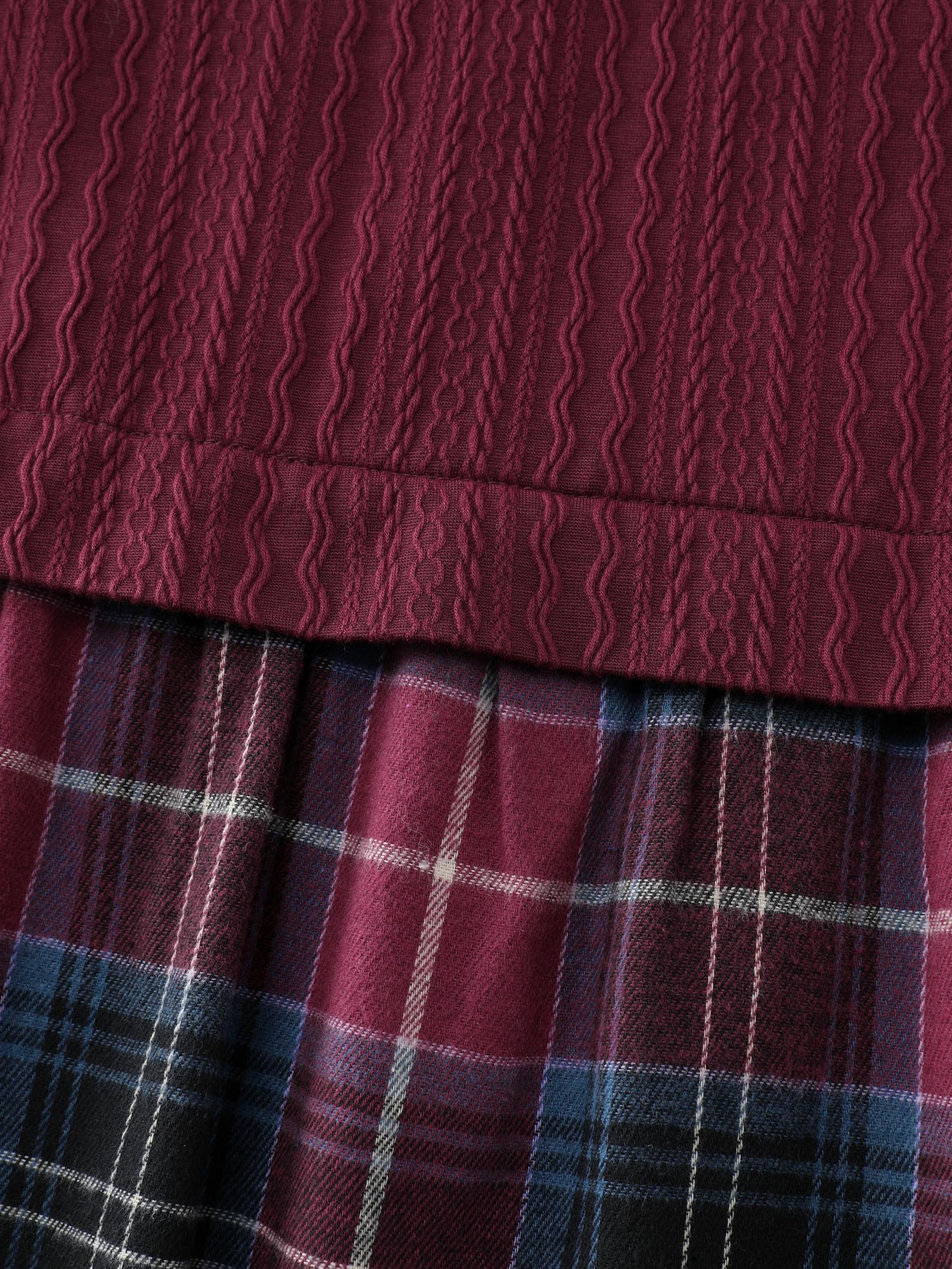 Plaid Print Textured Pockets Midi Dress - Image 6