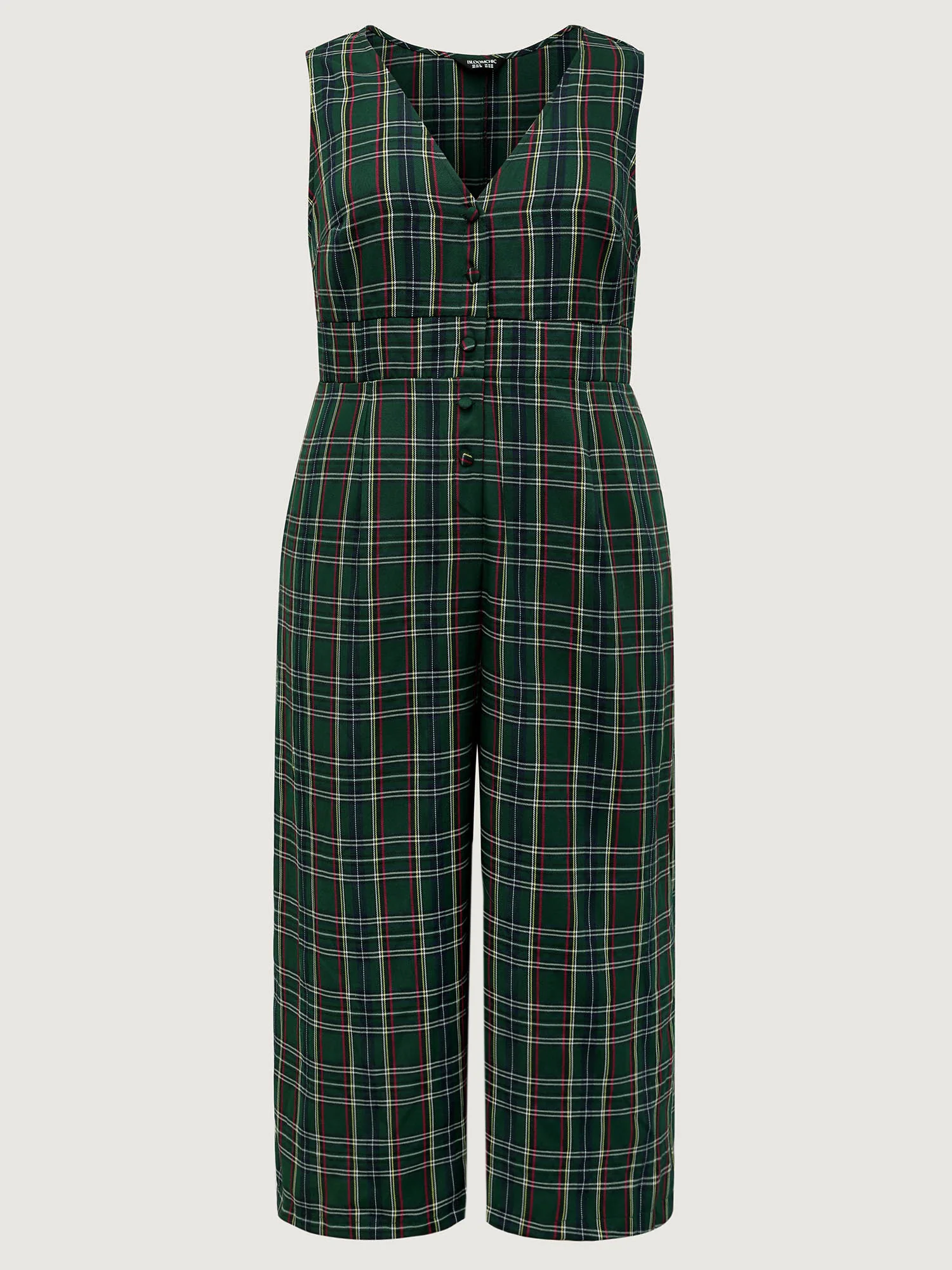 Plaid Print V-Neck Straight-Leg Jumpsuit - Image 7