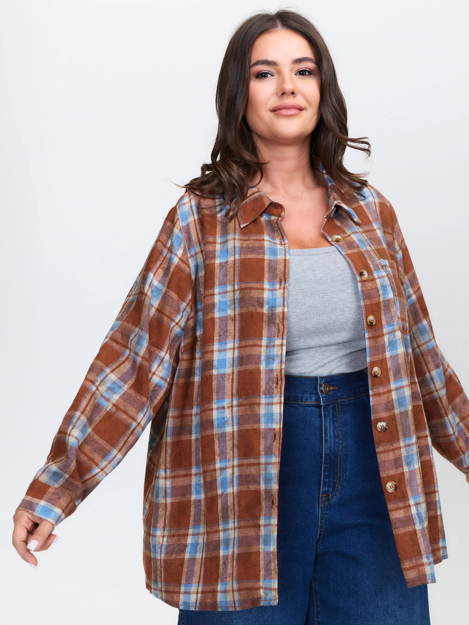 Plaid Print Vintage Button-Down Shirt - Image 2