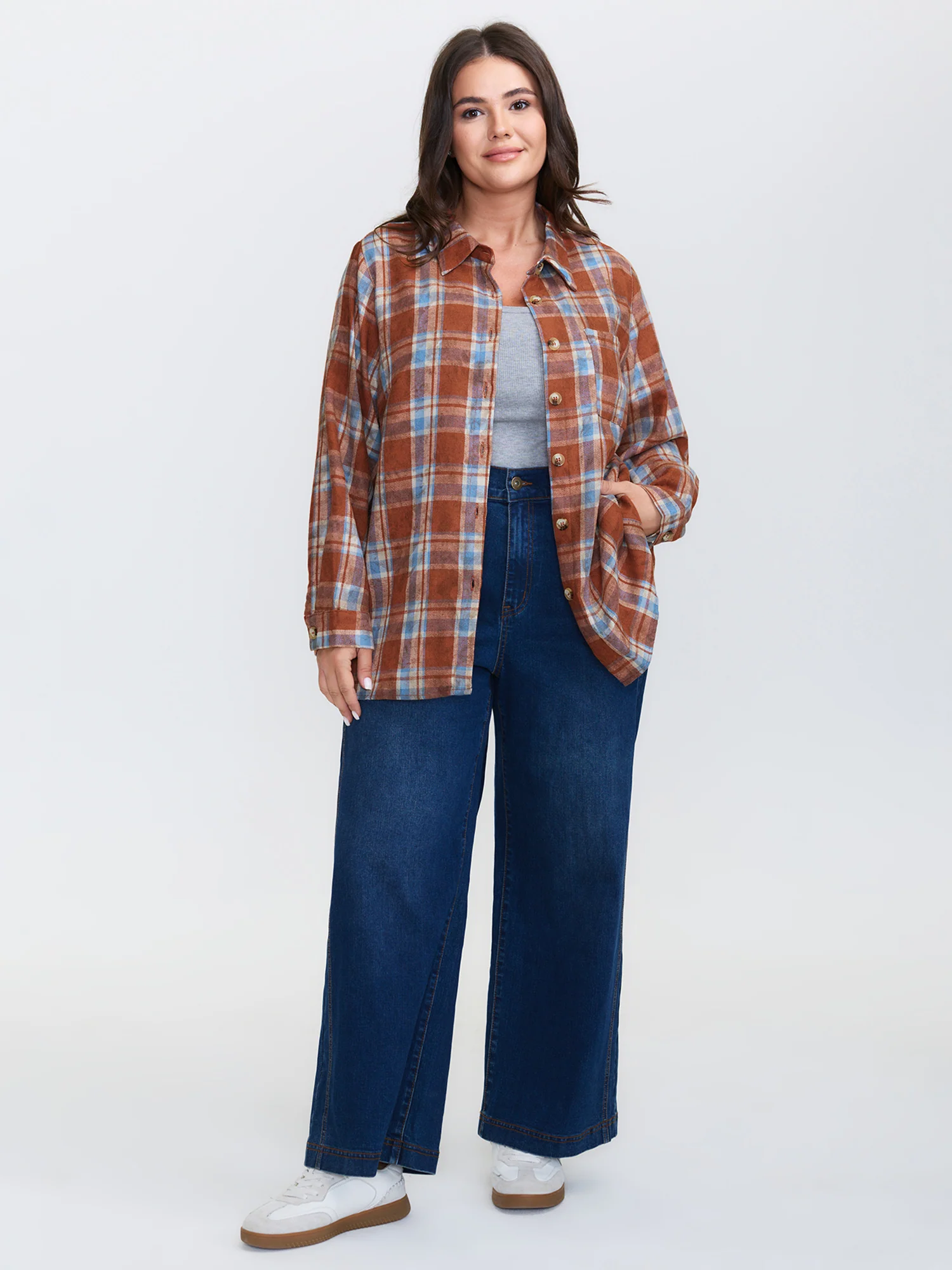 Plaid Print Vintage Button-Down Shirt - Image 3