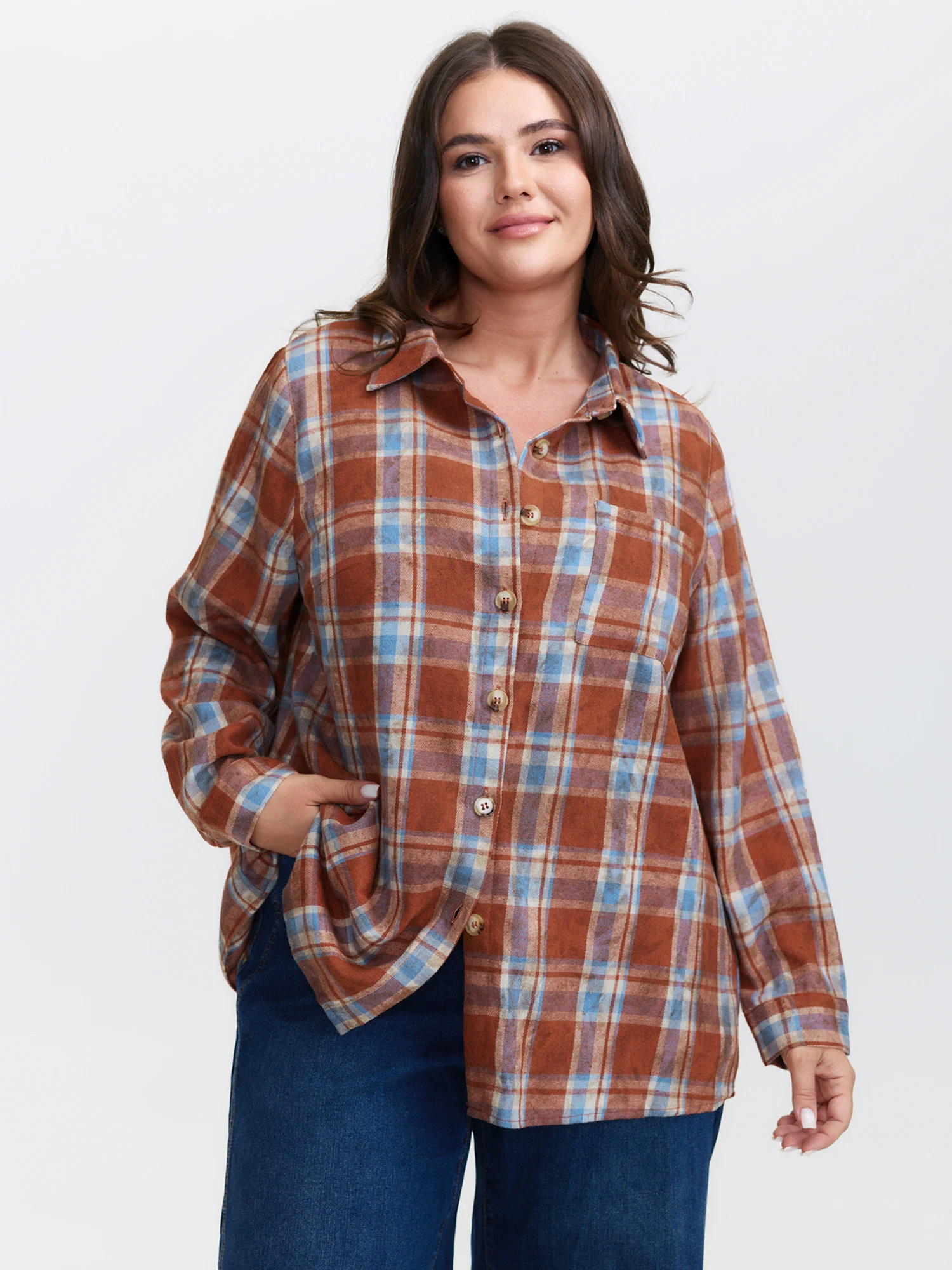 Plaid Print Vintage Button-Down Shirt - Image 4