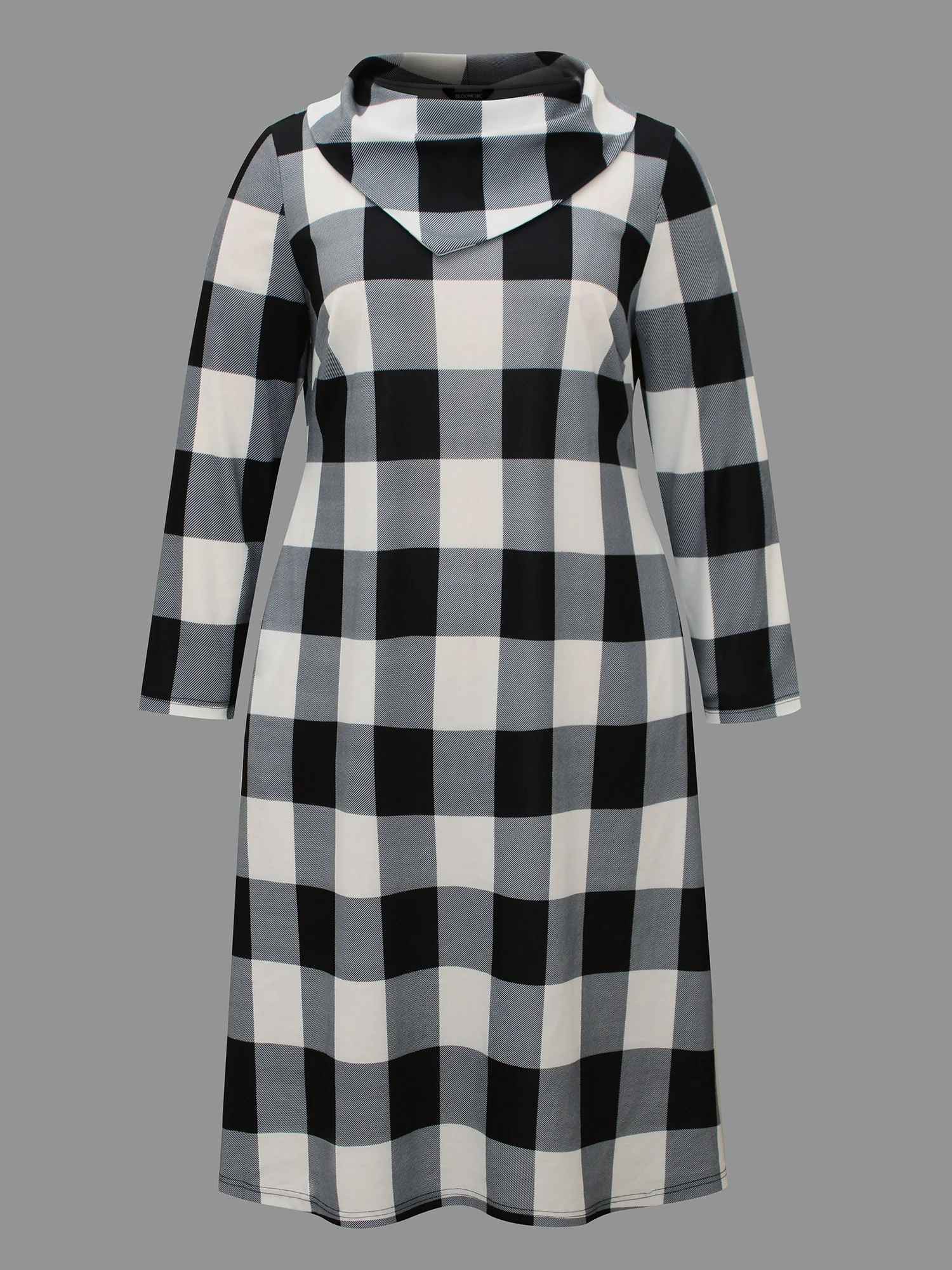 Plaid Ruffled Collar Pocket Midi Dress - Image 7