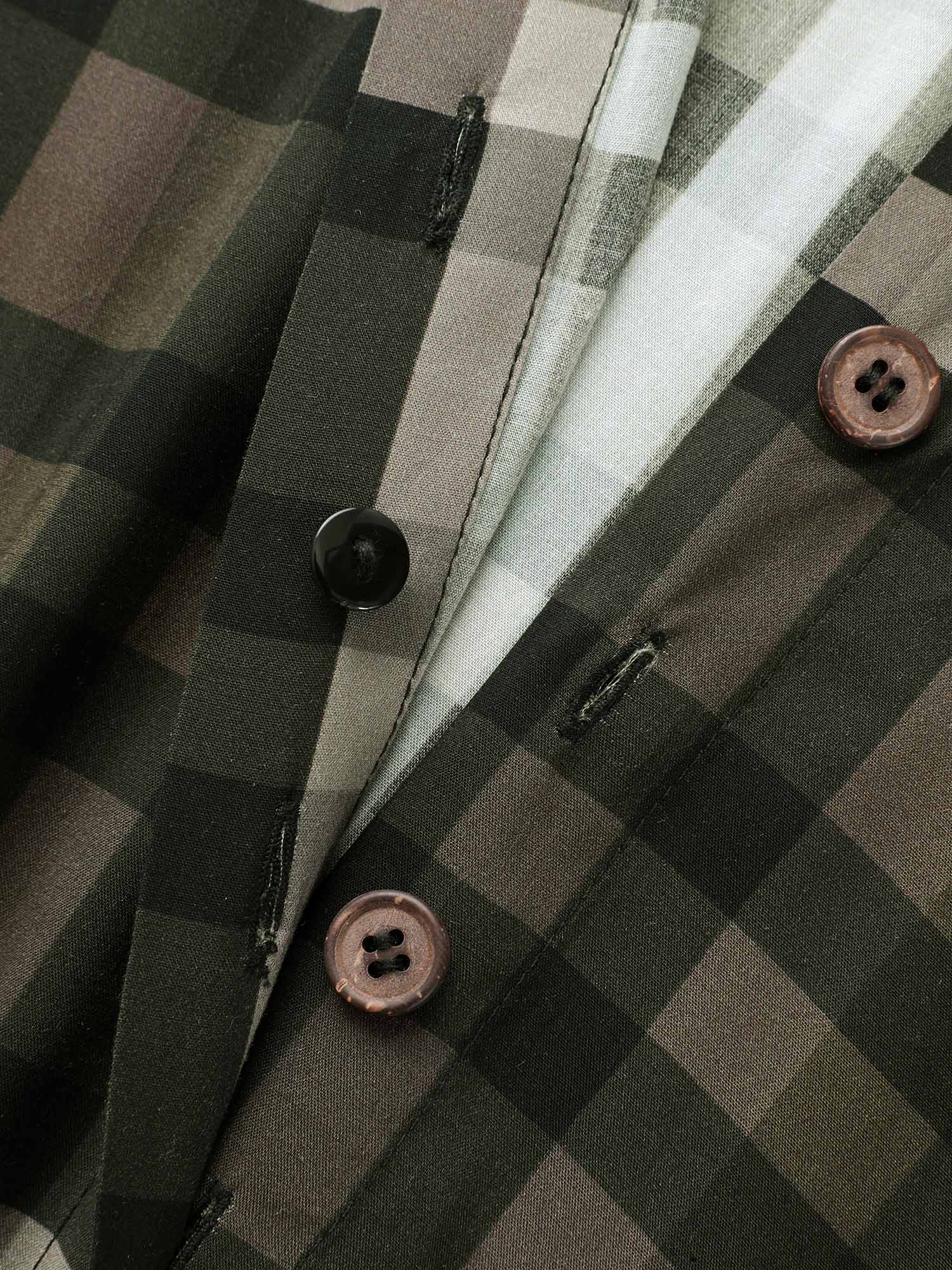 Plaid Shirt Collar Curved Hem Dress - Image 6