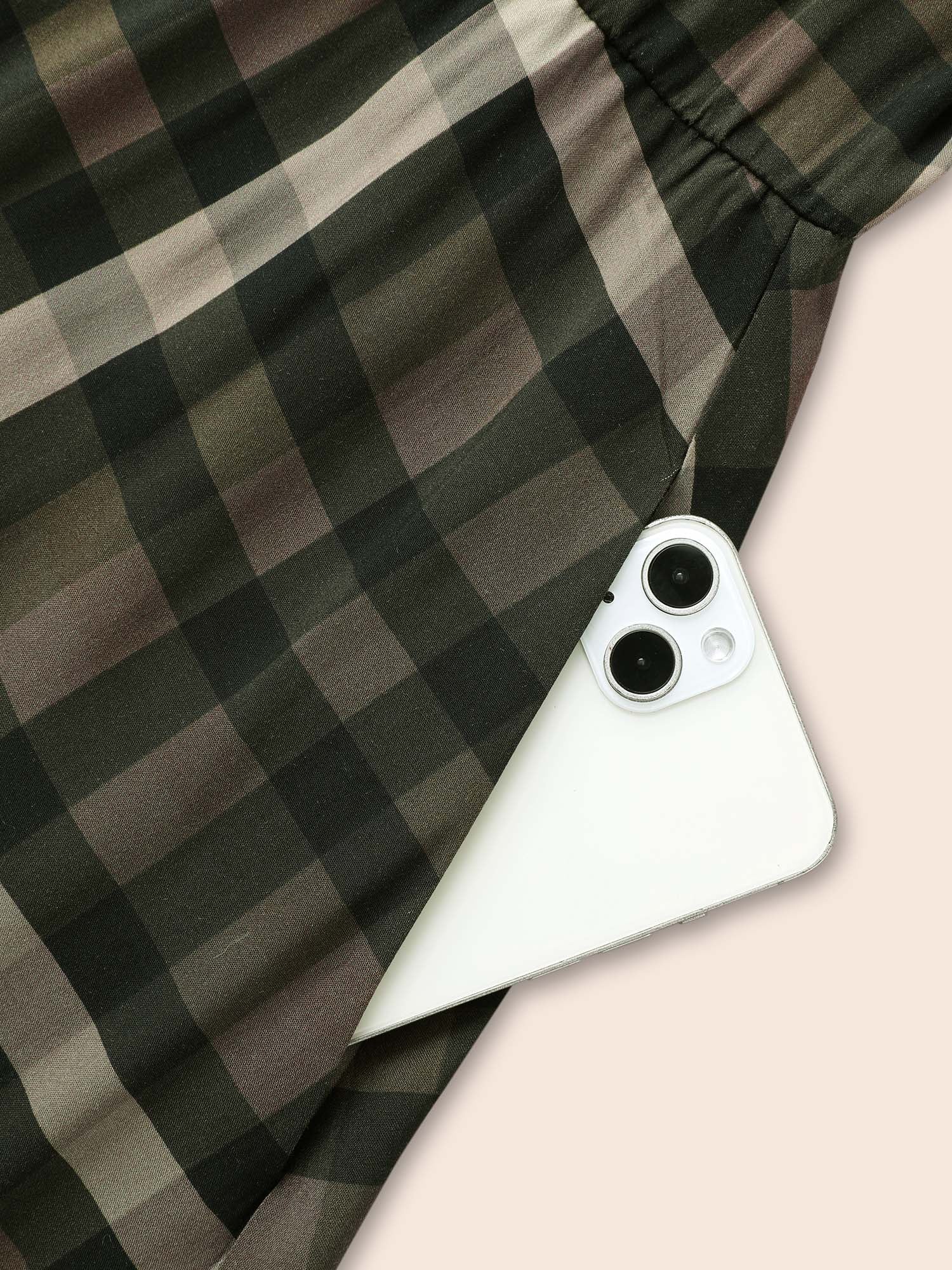 Plaid Shirt Collar Curved Hem Dress - Image 7