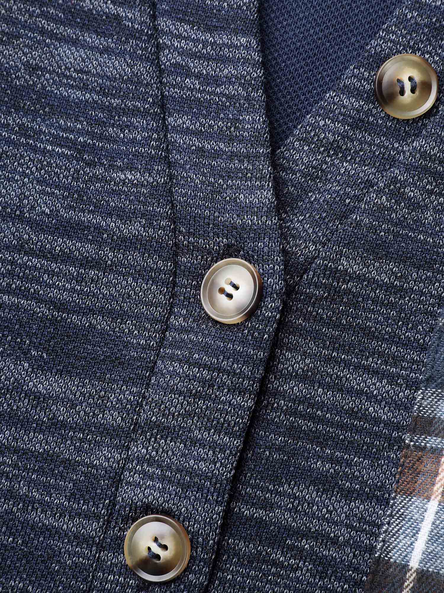 Plaid Sleeve Button Up Patchwork Sweatshirt - Image 6