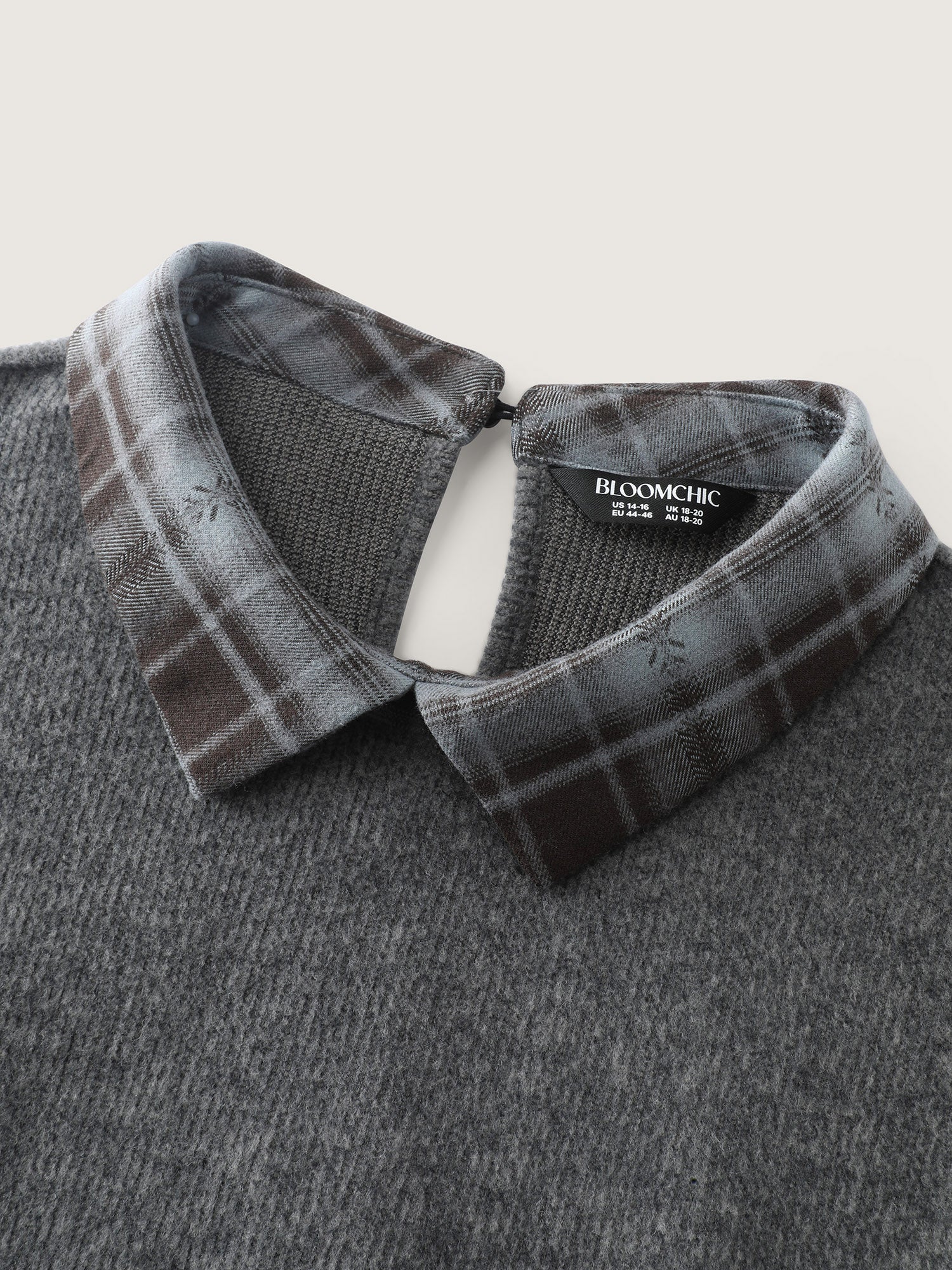 Plaid Sleeve Ribbed Pockets Midi Dress - Image 6