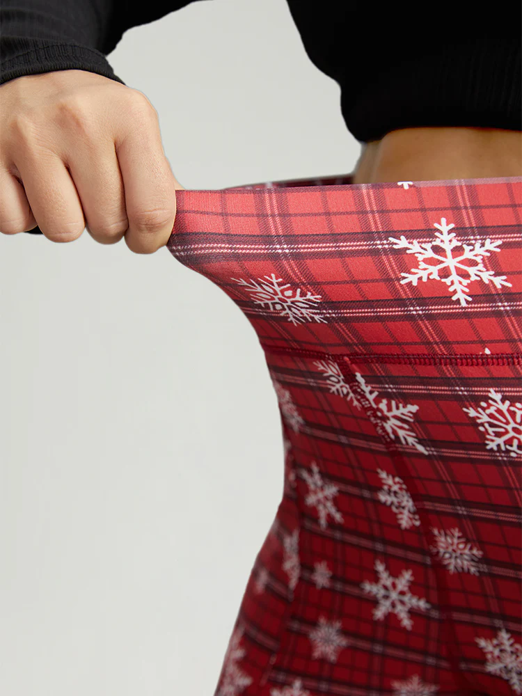 Plaid & Snow Print Pocket Skinny Ankle Leggings - Image 7