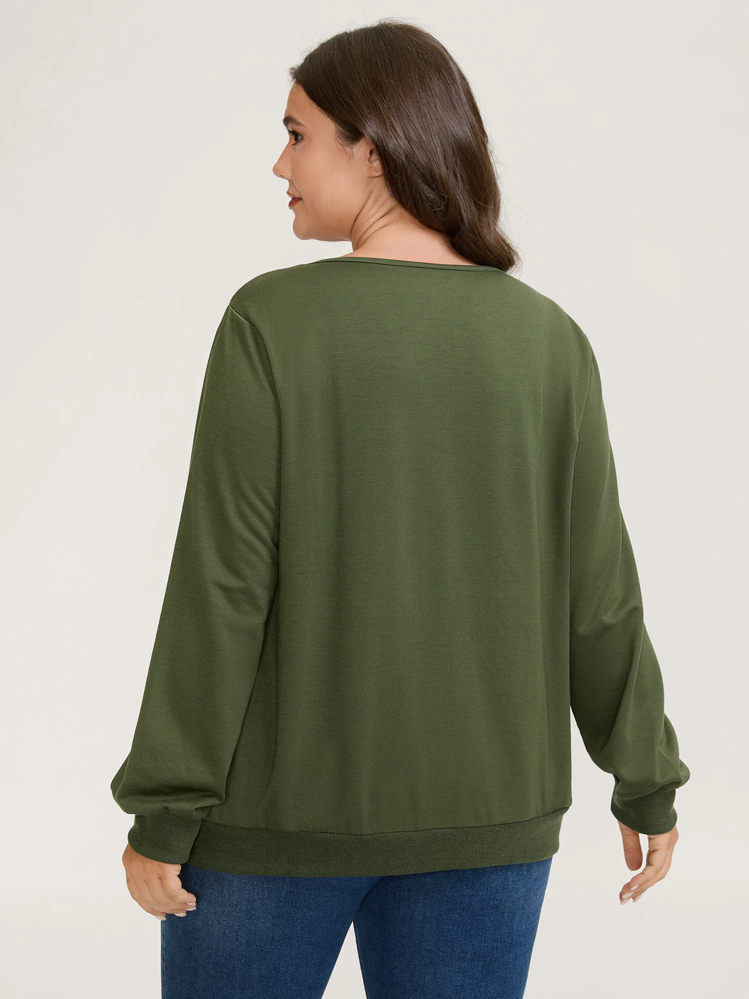 Plaid Spliced Wrap Contrast Sweatshirt - Image 12