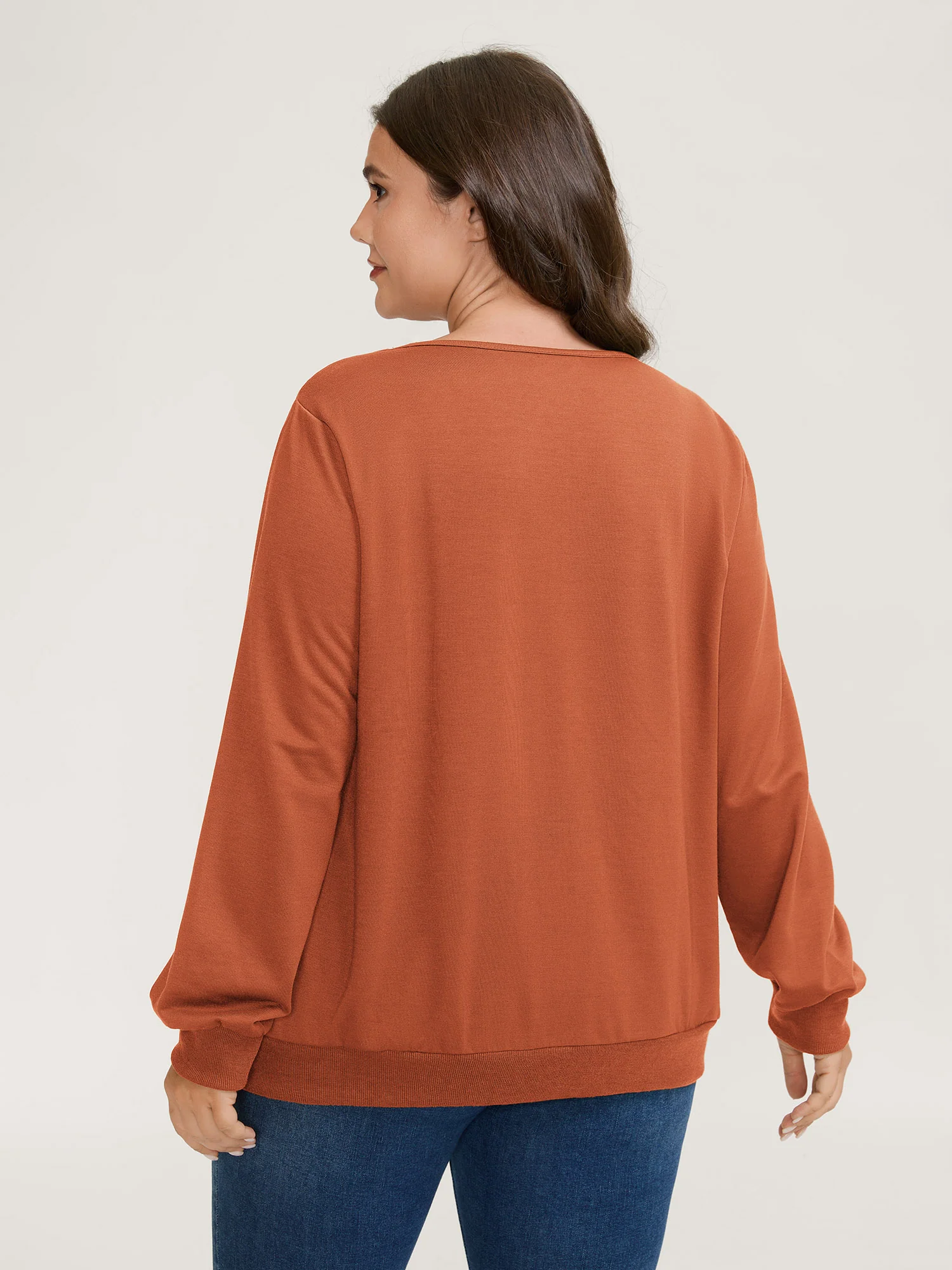 Plaid Spliced Wrap Contrast Sweatshirt - Image 19