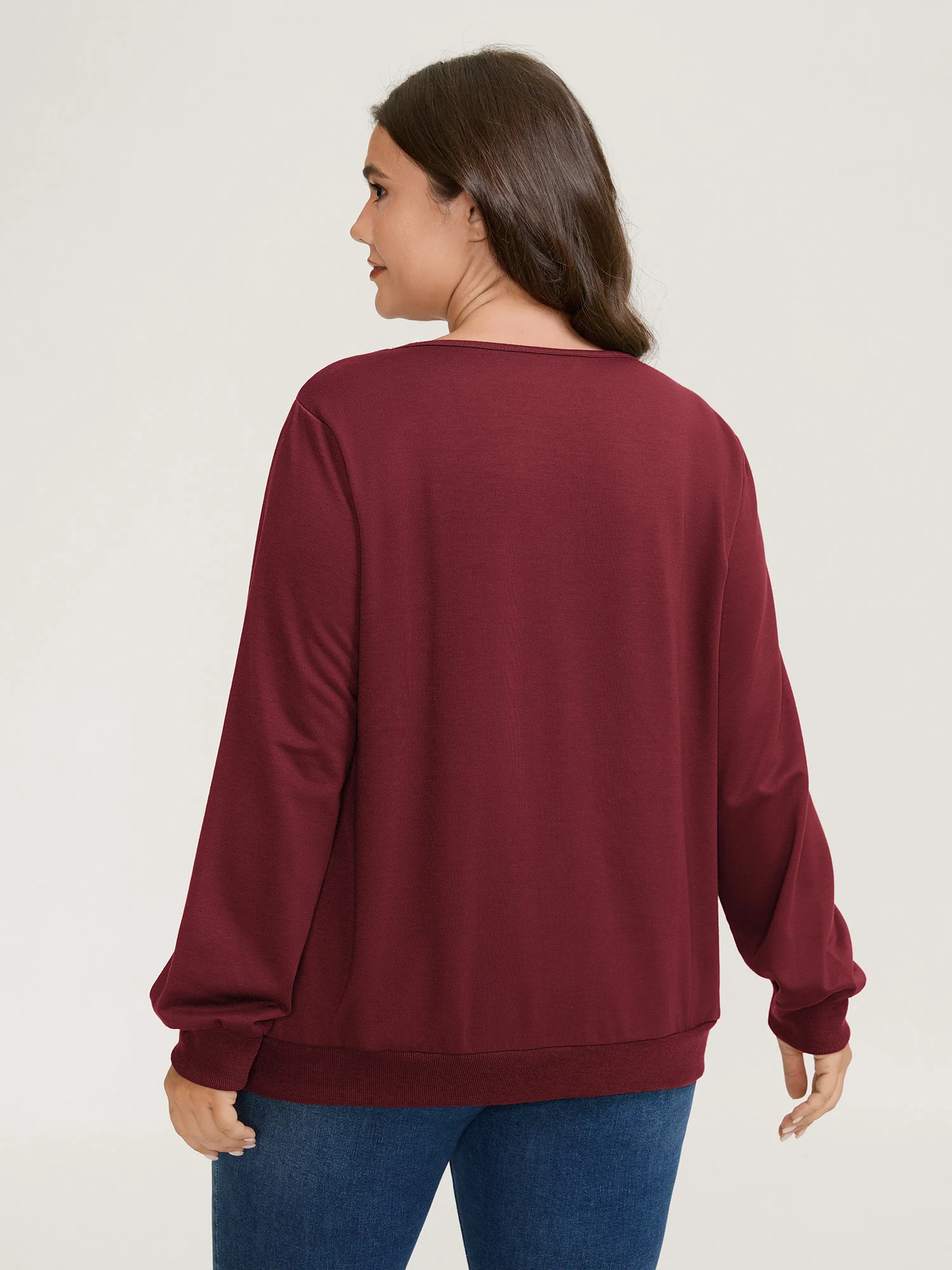 Plaid Spliced Wrap Contrast Sweatshirt - Image 4