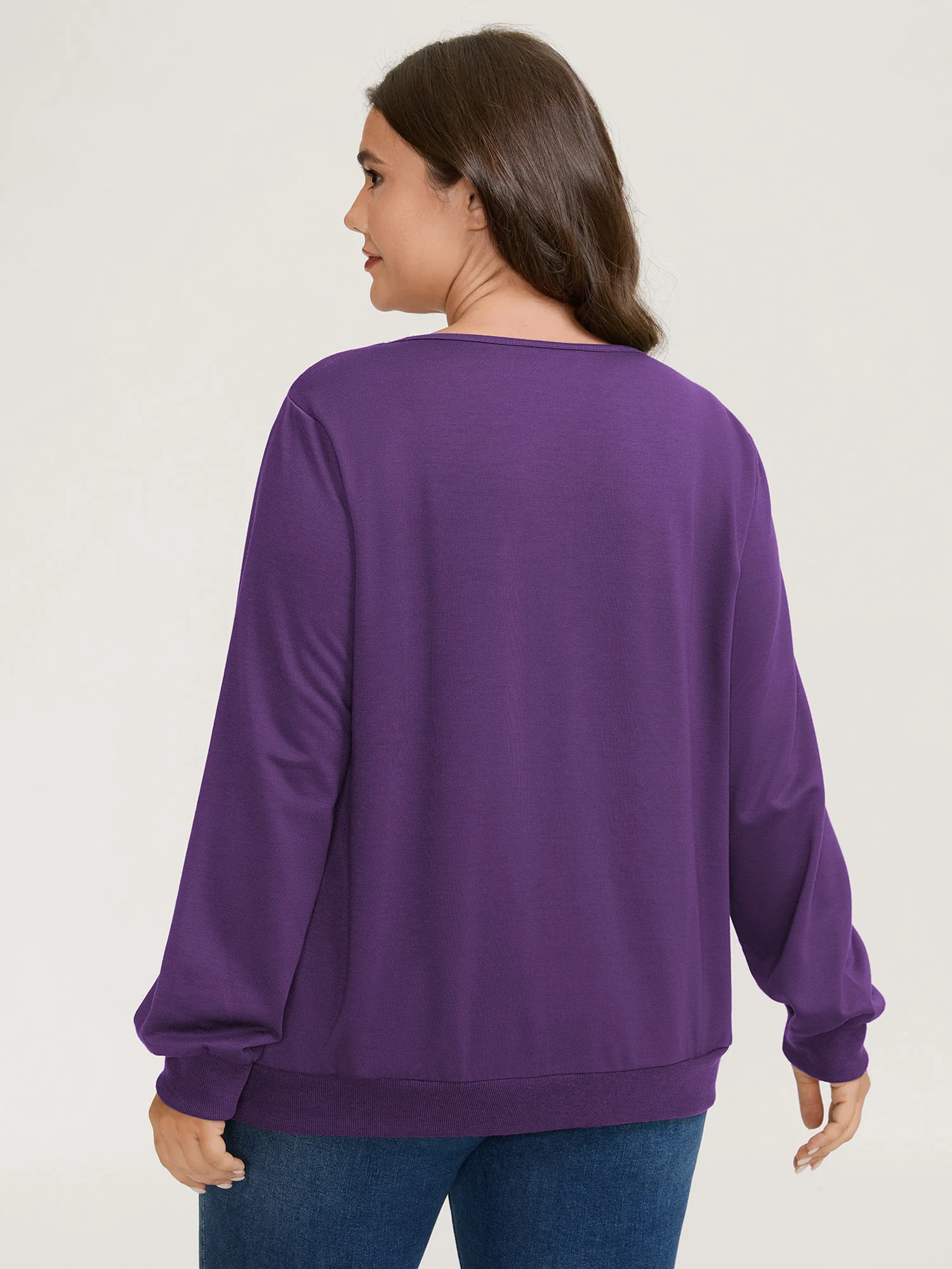 Plaid Spliced Wrap Contrast Sweatshirt - Image 8