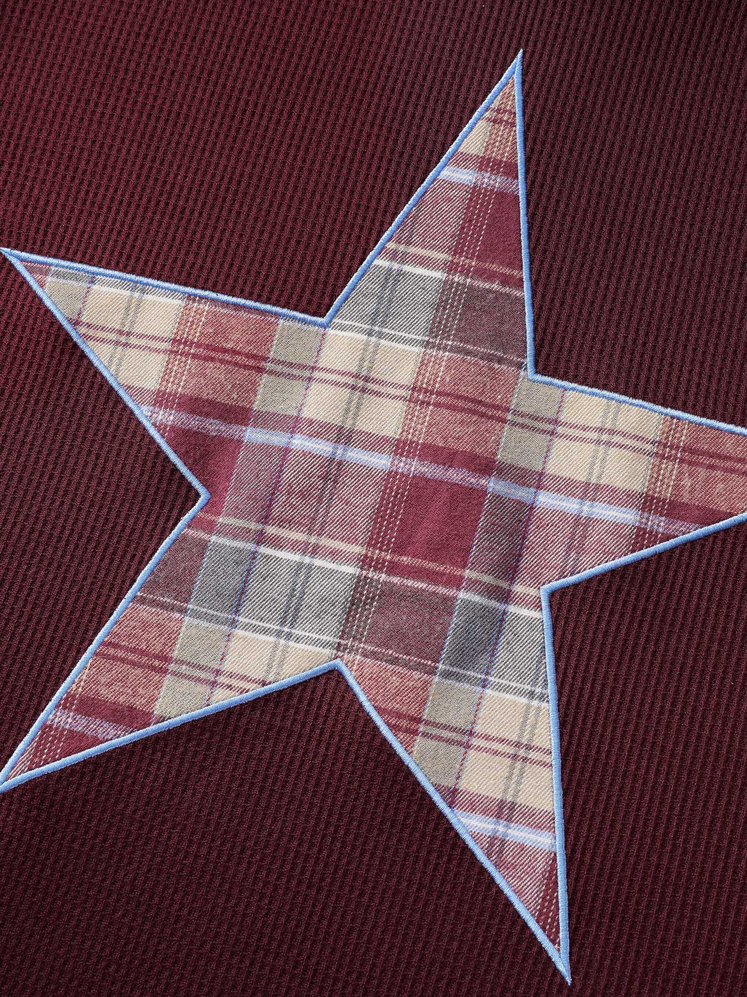 Plaid Star Applique Embroidery Hoodie - Image 7
