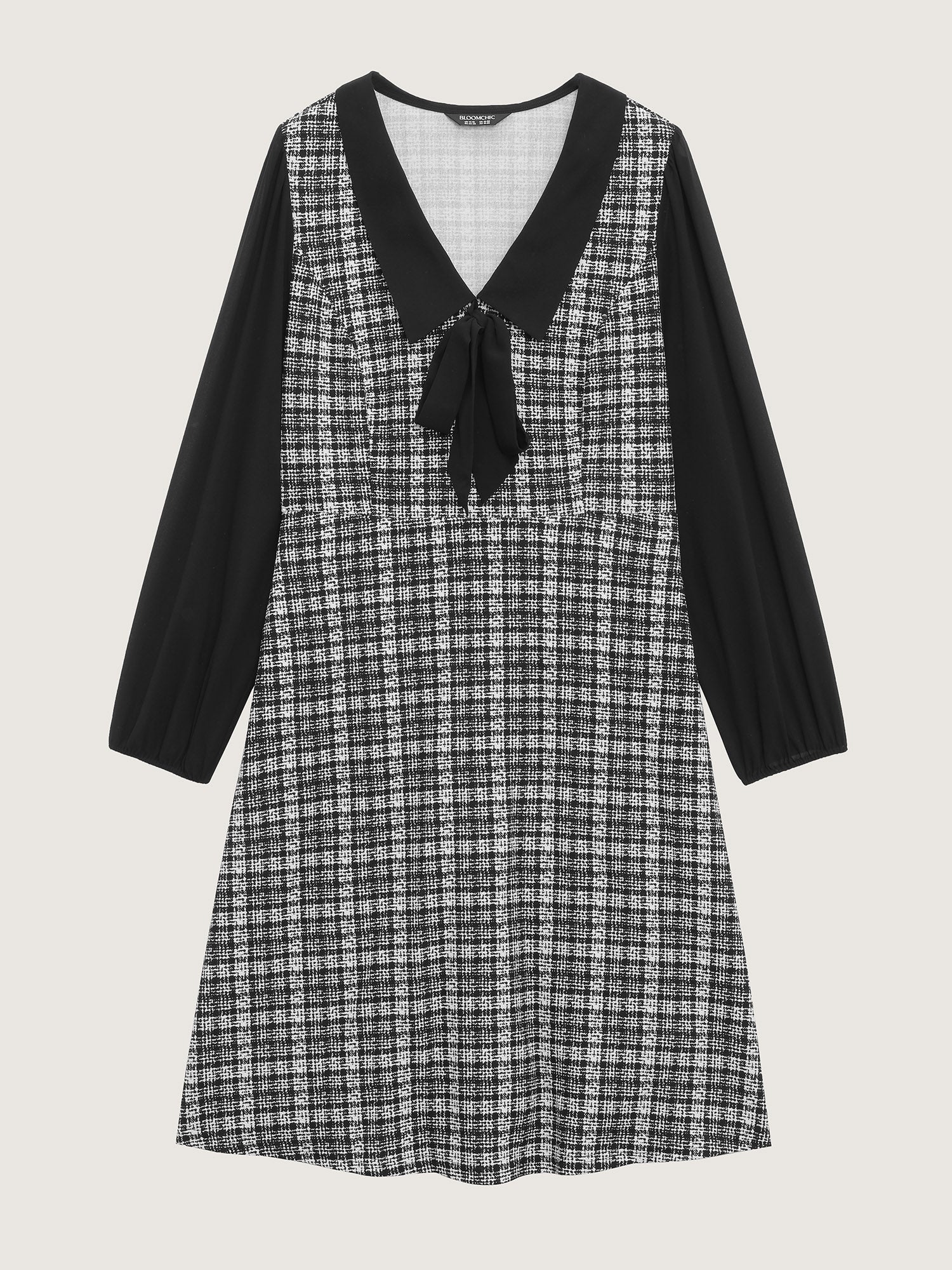 Plaid Stretchy Print Bow-Tie Mini Dress - Image 7