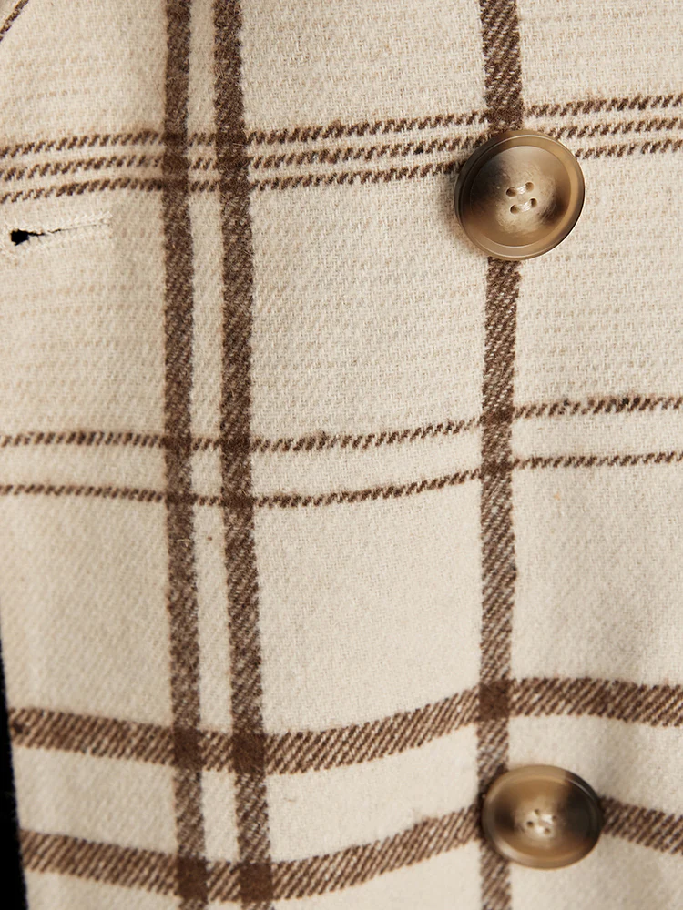 Plaid Suit Collar Button Down Pocket Blazer - Image 6