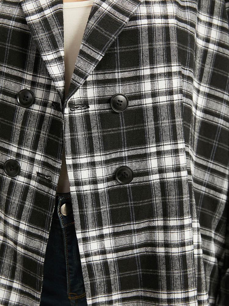 Plaid Suit Collar Button Fly Blazer - Image 7