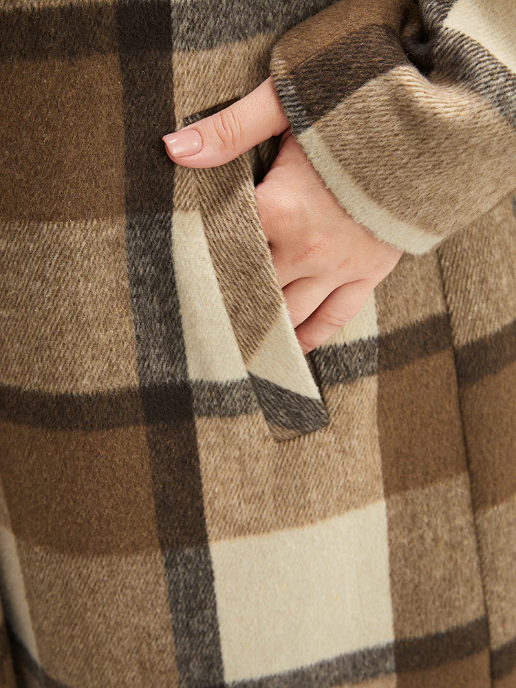 Plaid Suit Collar Double Breasted Pocket Blazer - Image 9