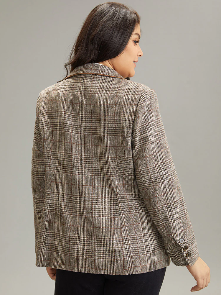 Plaid Suit Collar Flap Pocket Blazer - Image 2