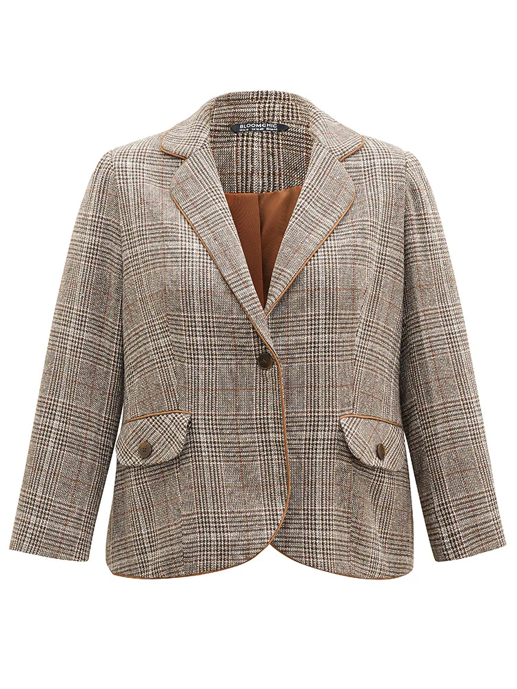 Plaid Suit Collar Flap Pocket Blazer - Image 6